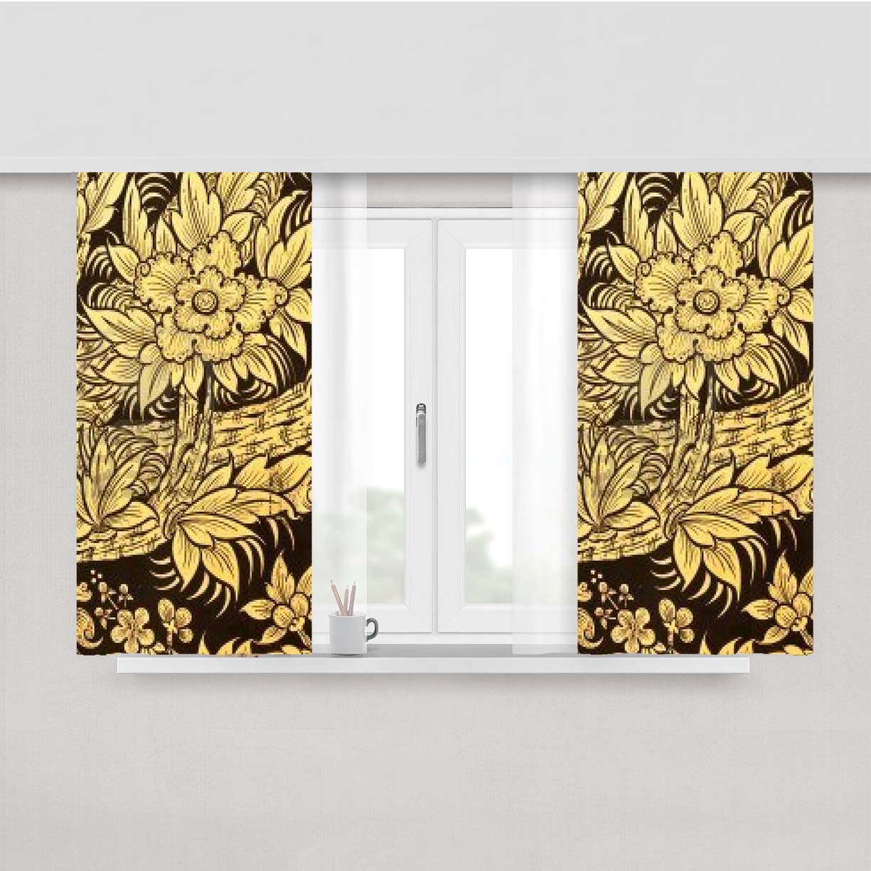Thai Traditional Pattern Peach Skin Window Curtains