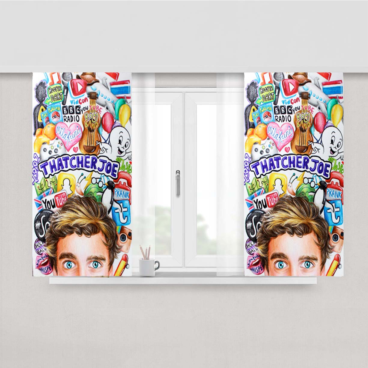 Thatcherjoe Qoute Art Peach Skin Window Curtains