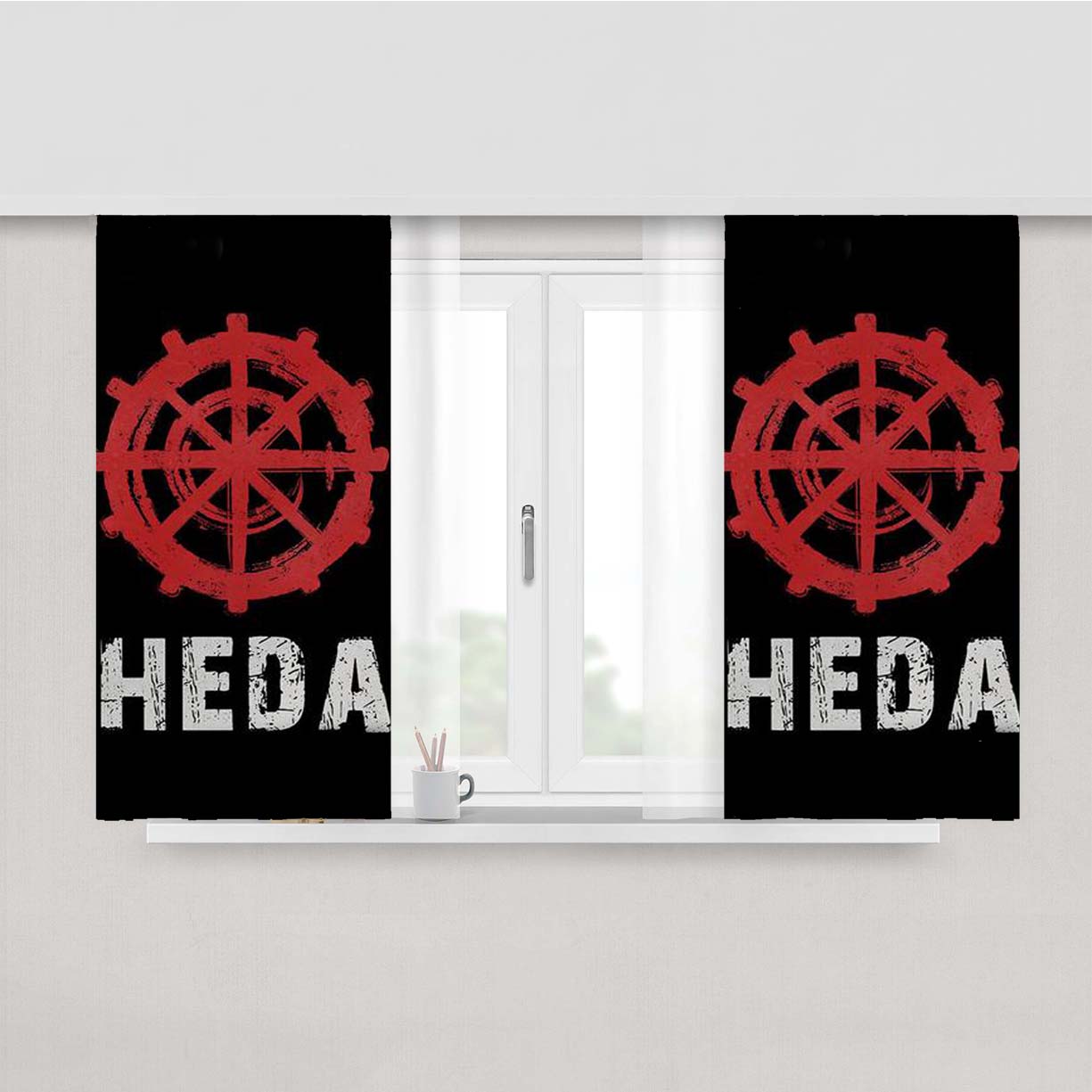 The 100 Heda Symbol Red Peach Skin Window Curtains