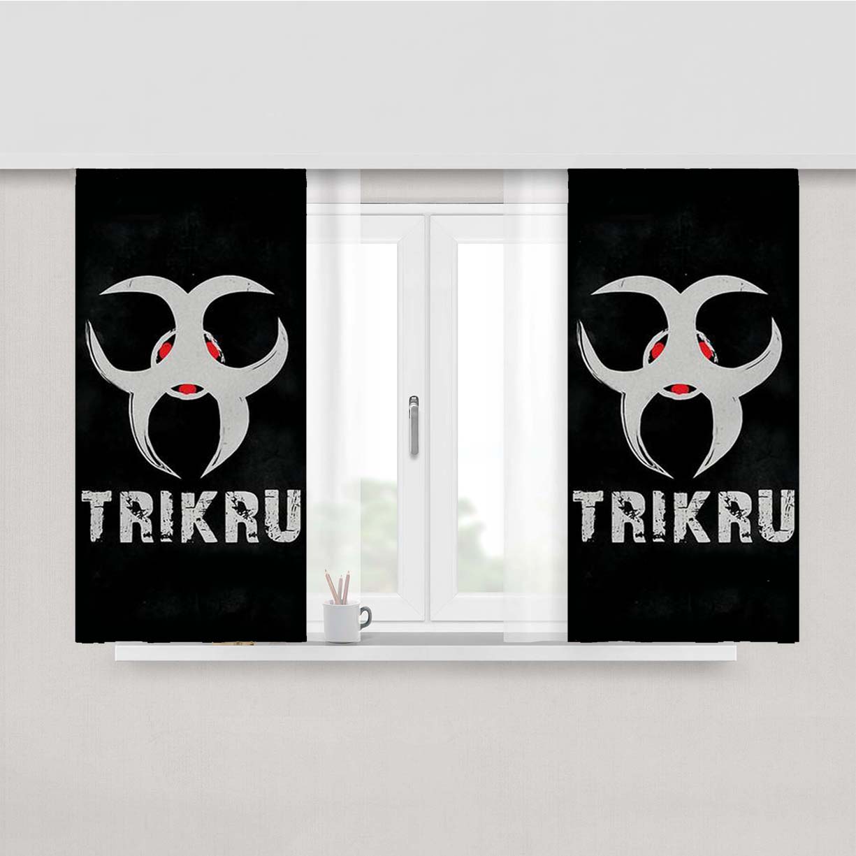 The 100 Trikru Symbol Black Peach Skin Window Curtains