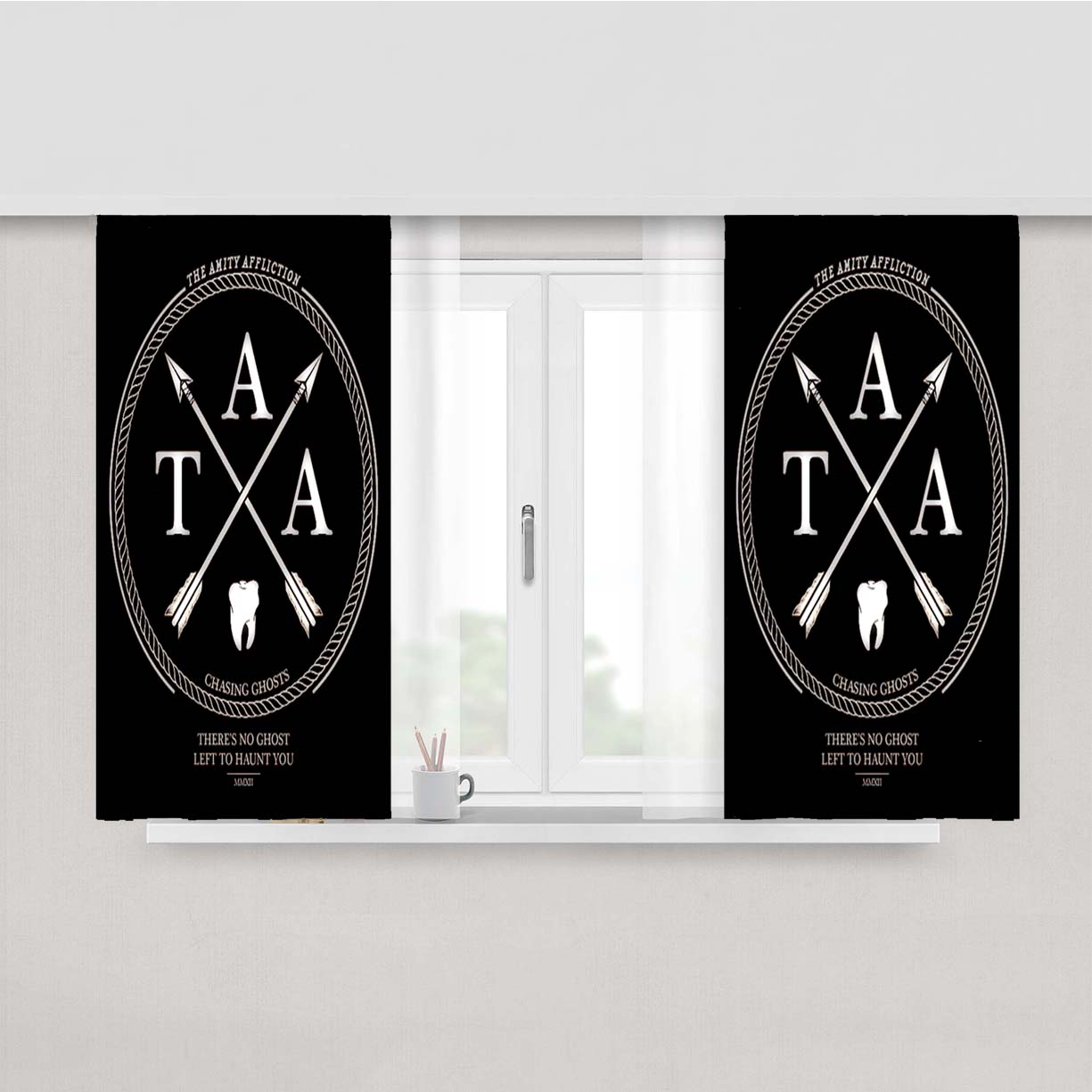 The Amity Affliction Logo Peach Skin Window Curtains