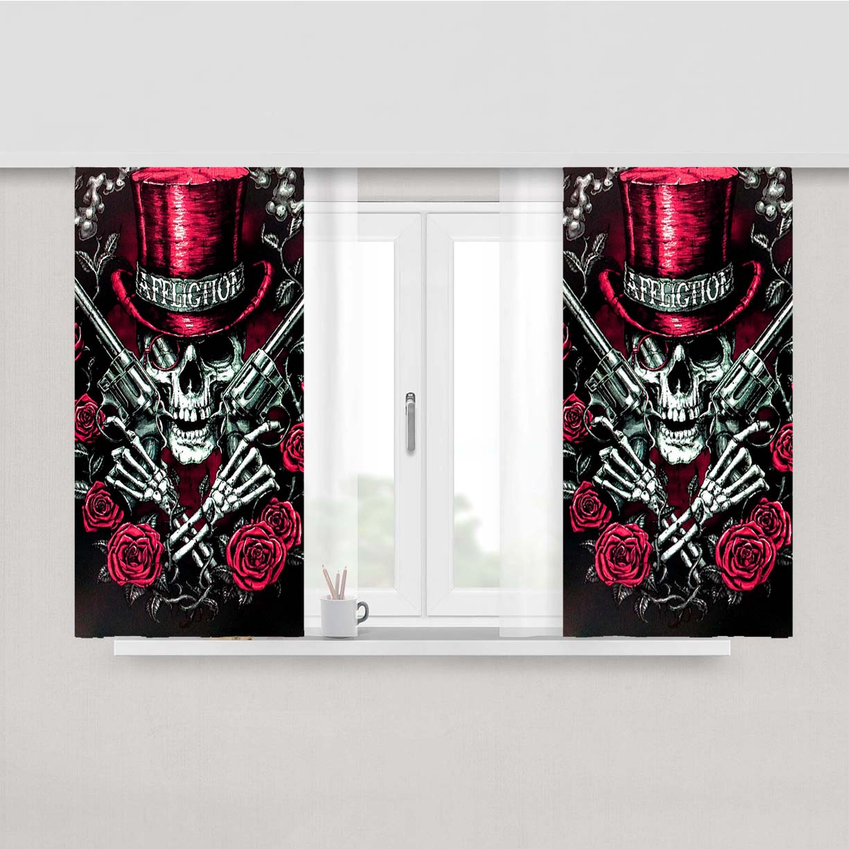 The Amity Affliction Skull Peach Skin Window Curtains