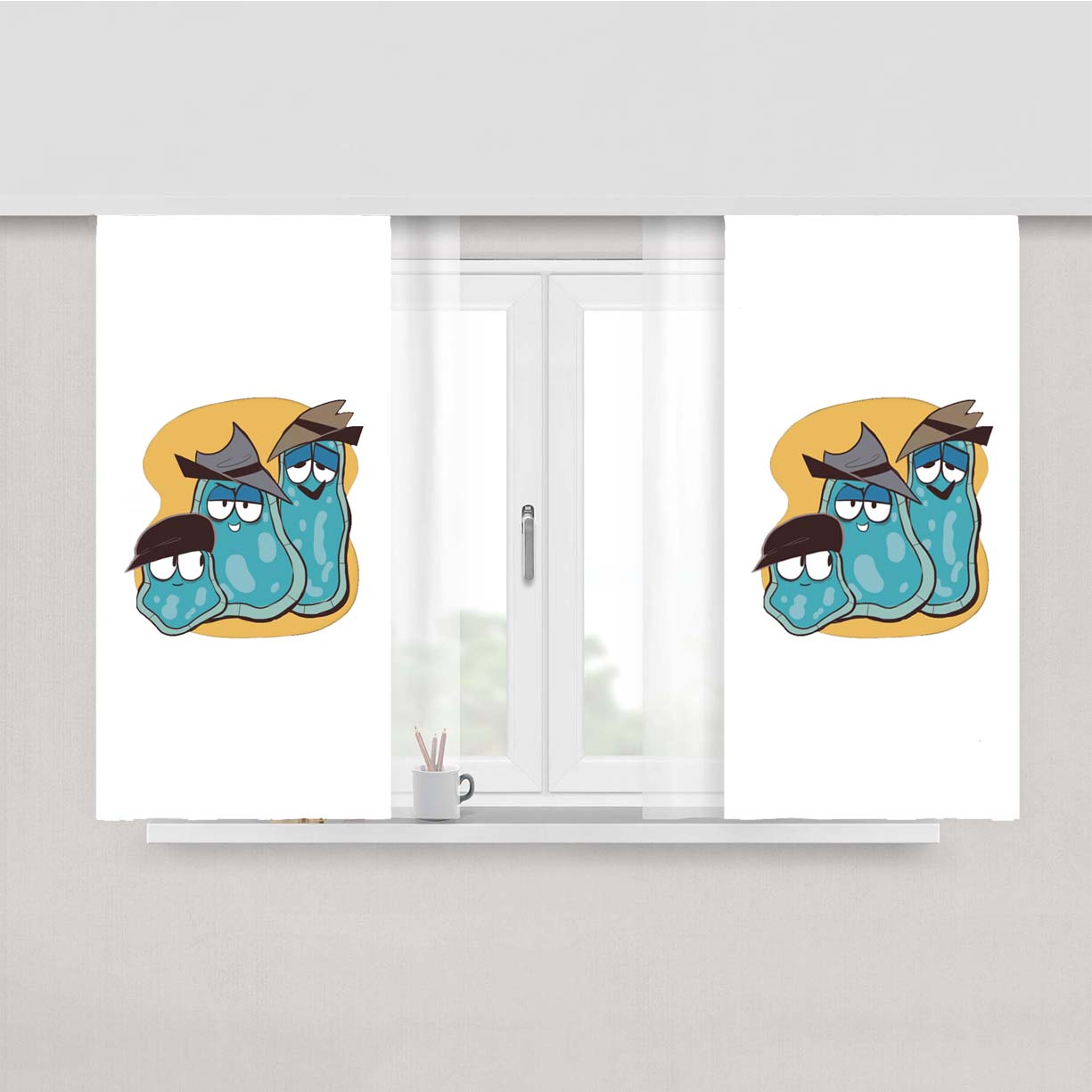 The Amoeba Boys Powerpuff Girls Villains Peach Skin Window Curtains