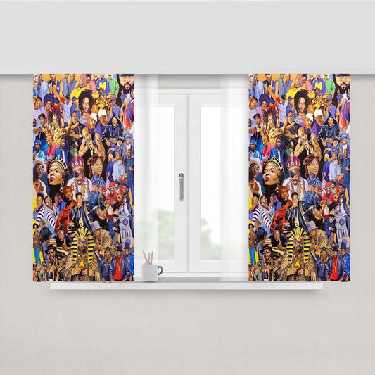 The Art Of Hip Hop Peach Skin Window Curtains