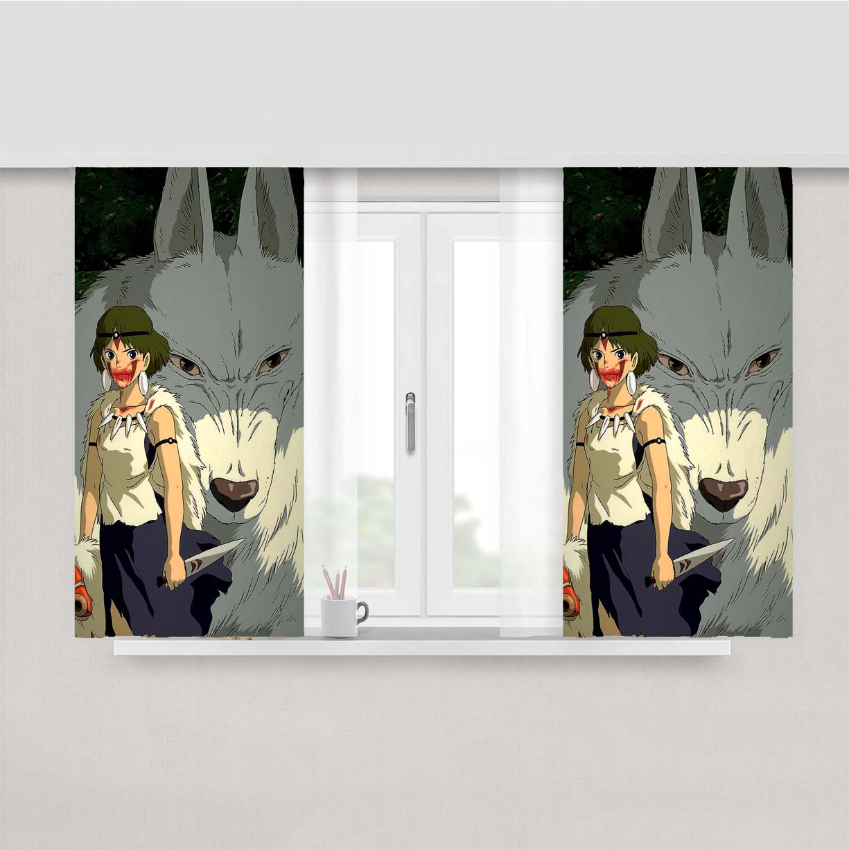 The Art Of Princess Mononoke Peach Skin Window Curtains