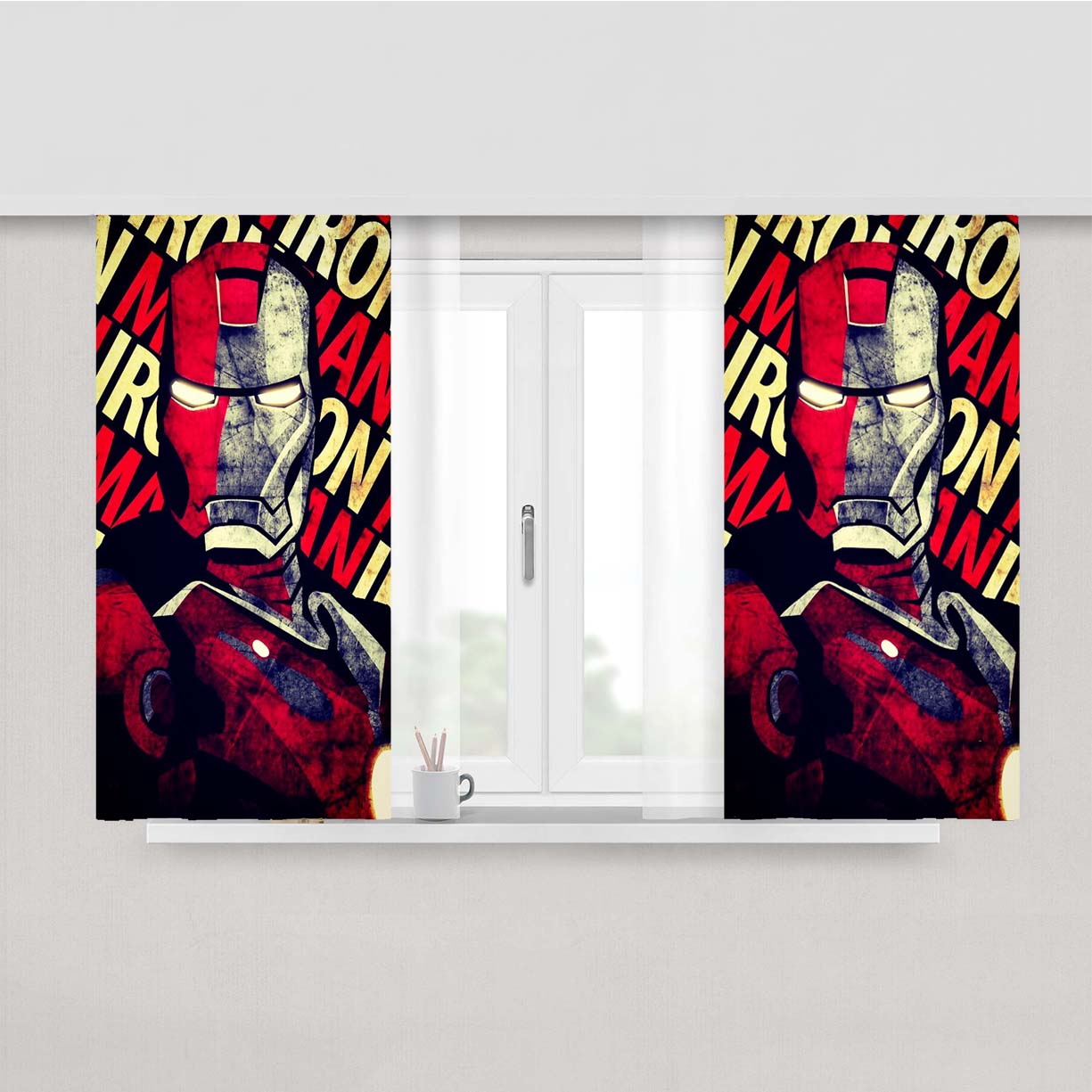 The Avanger Iron Man Peach Skin Window Curtains