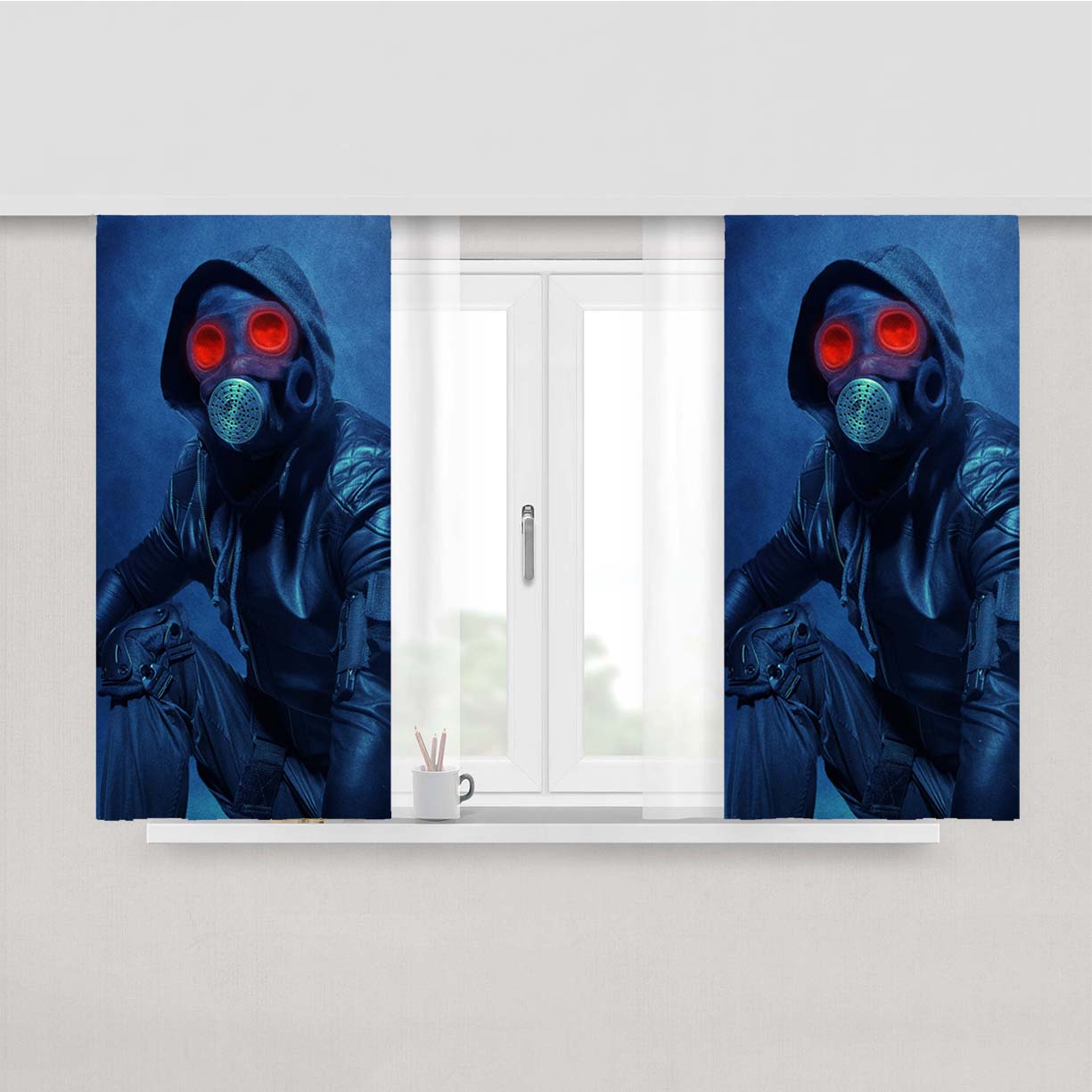 The Awakener Blue Peach Skin Window Curtains