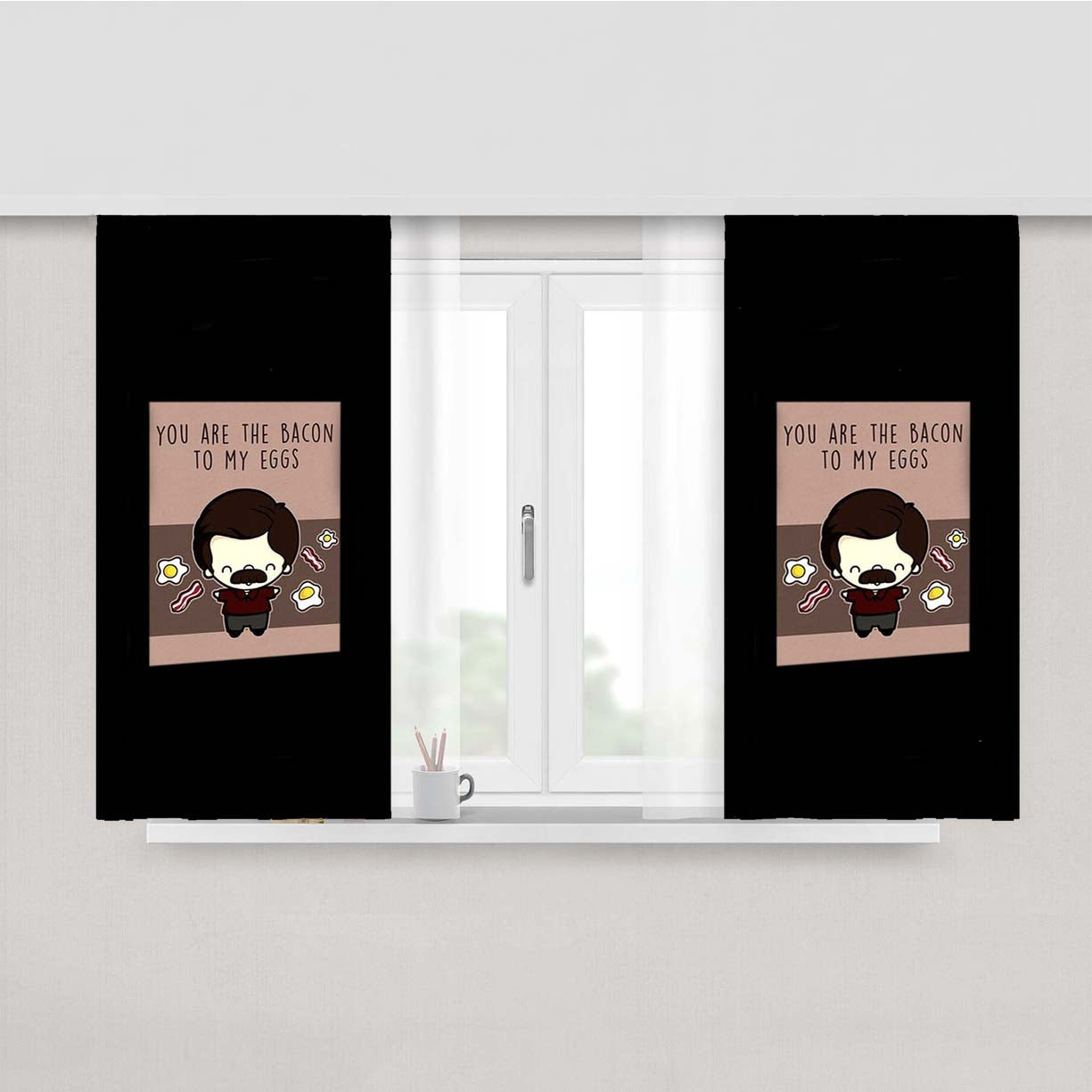 The Bacon To My Eggs Ron Swanson Valentine'S Day Funny Peach Skin Window Curtains