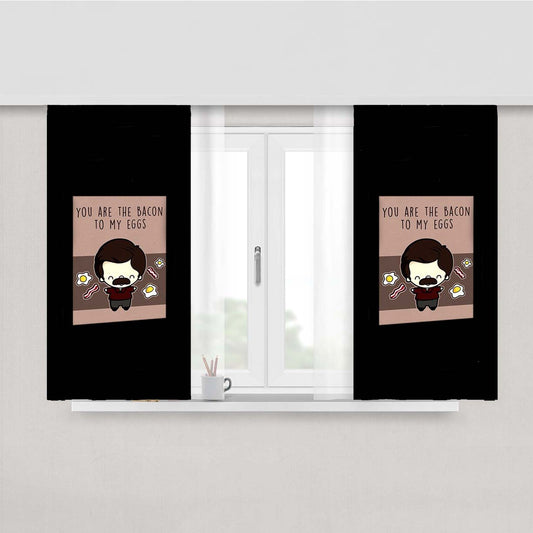 The Bacon To My Eggs Ron Swanson Valentine'S Day Funny Peach Skin Window Curtains