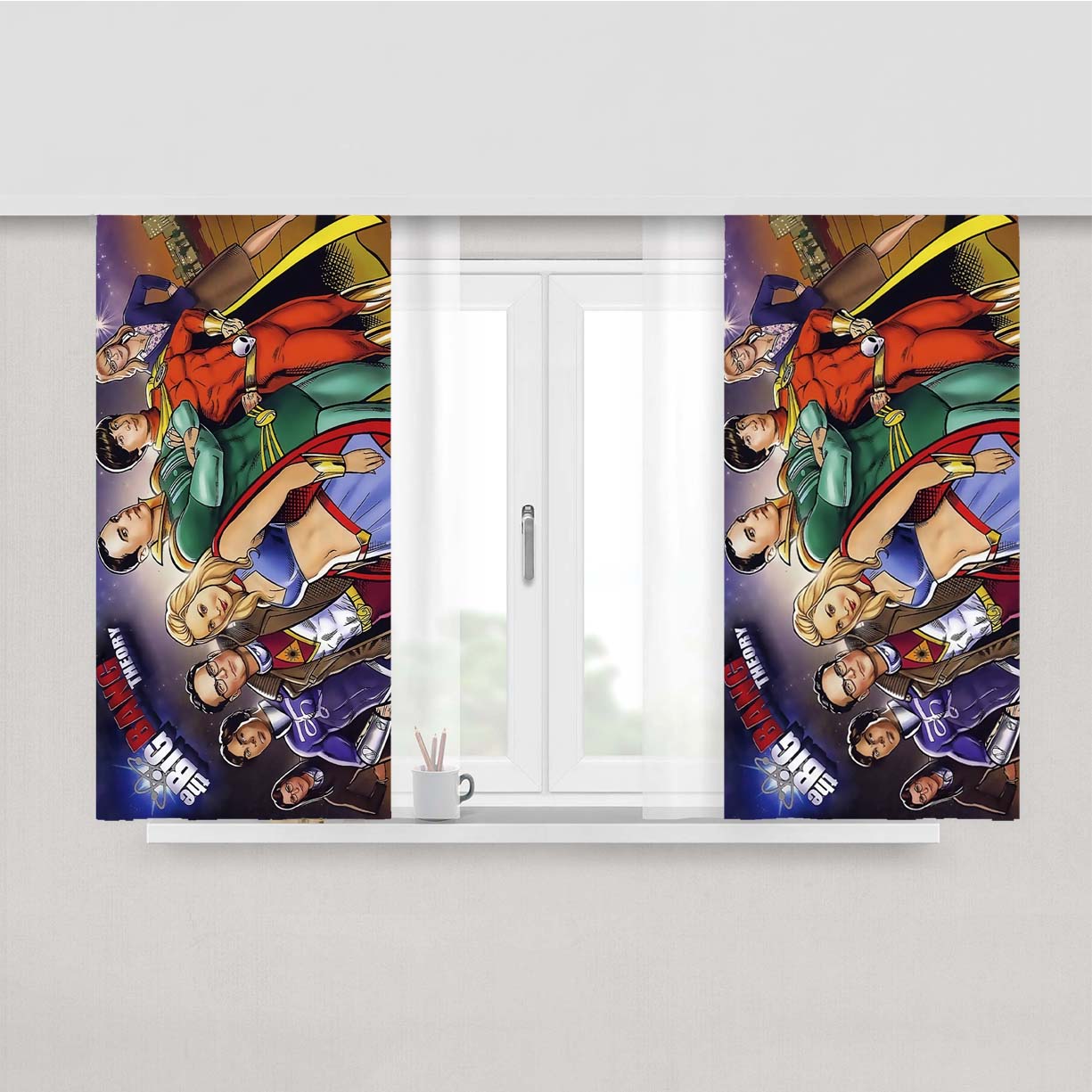 The Big Bang Theory Cartoon Peach Skin Window Curtains