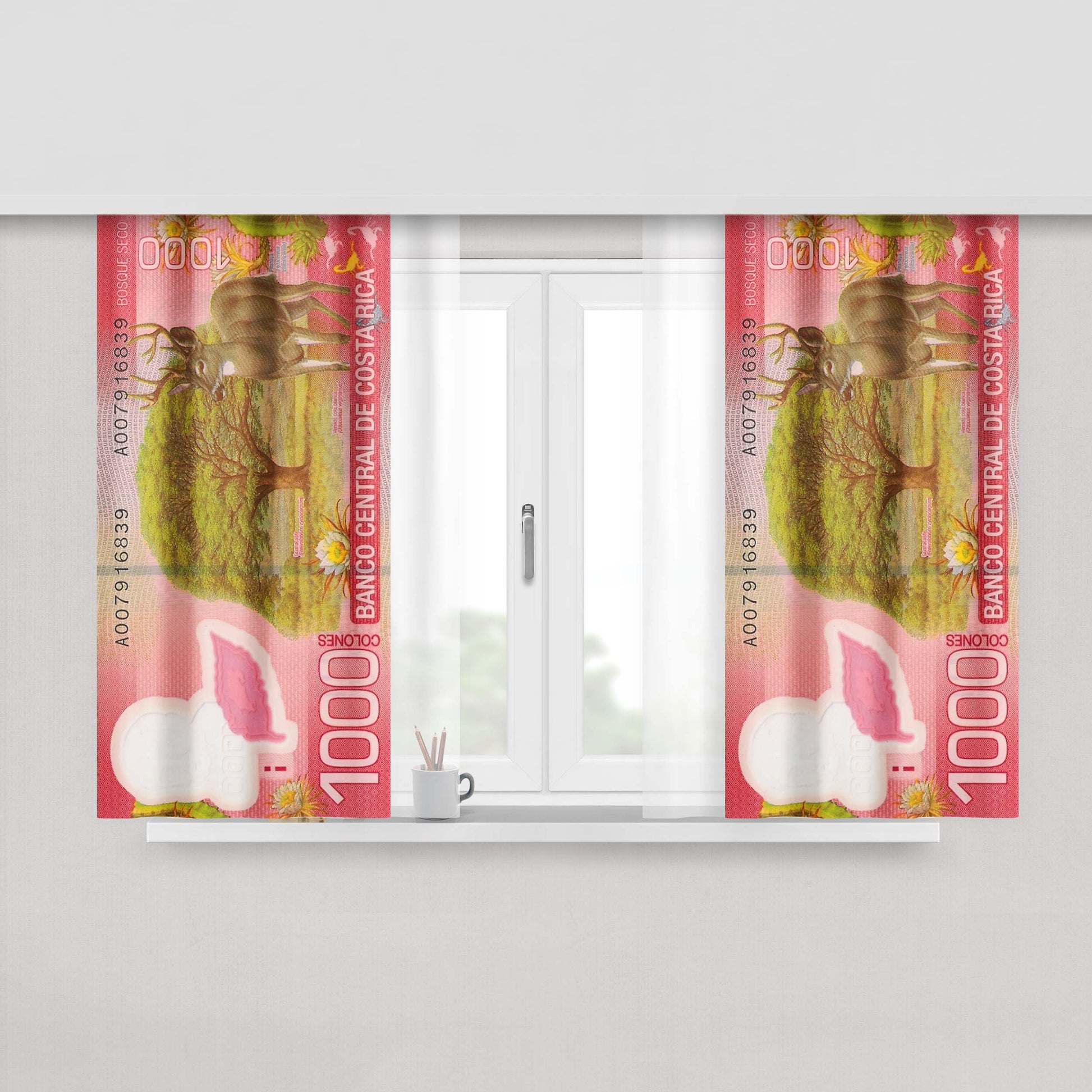 1 Million Col Deer Money Costa Rica Window Curtains