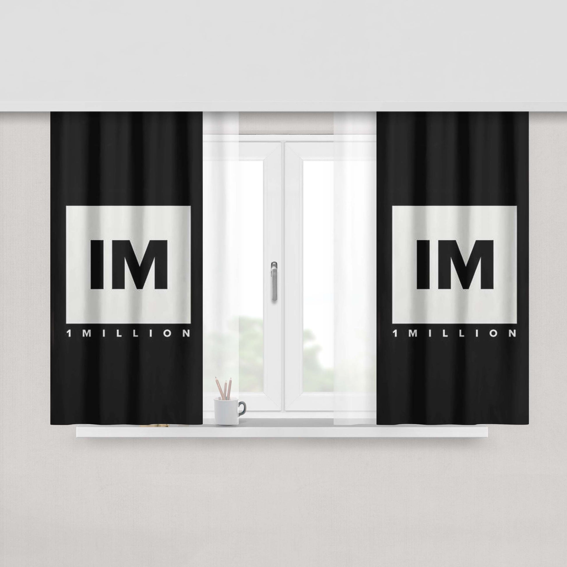 1 Million Dance Studio Logo Window Curtains