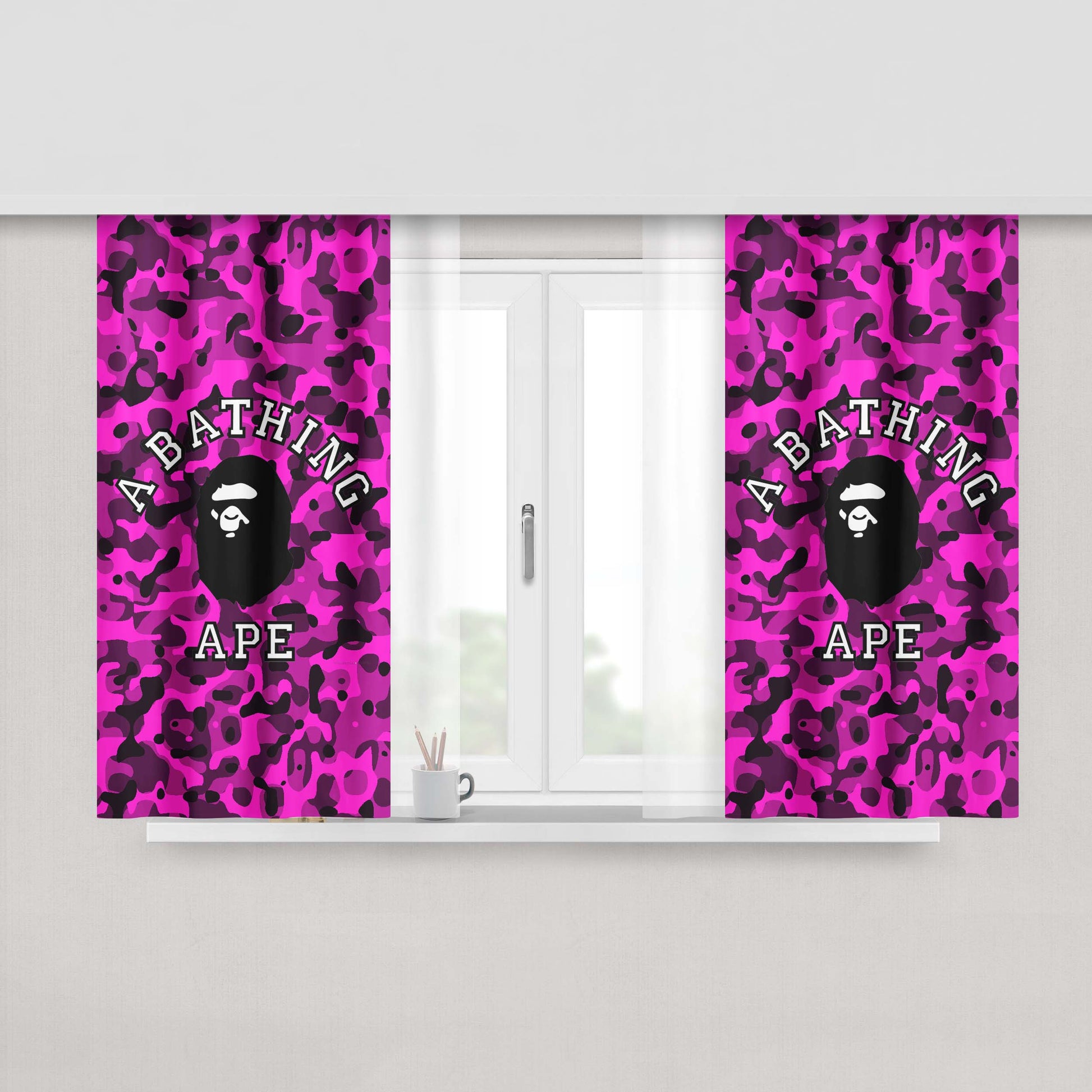 A Bathing Ape Blue Purple Fabric Window Curtains