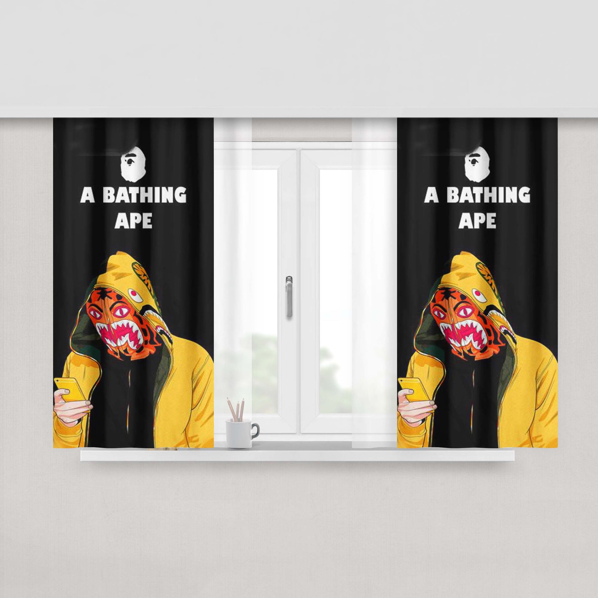A Bathing Ape Green Fabric Window Curtains