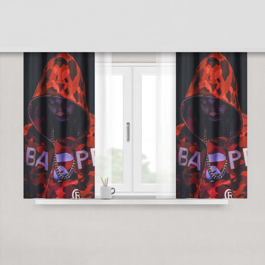 A Bear And Bird Fabric Window Curtains