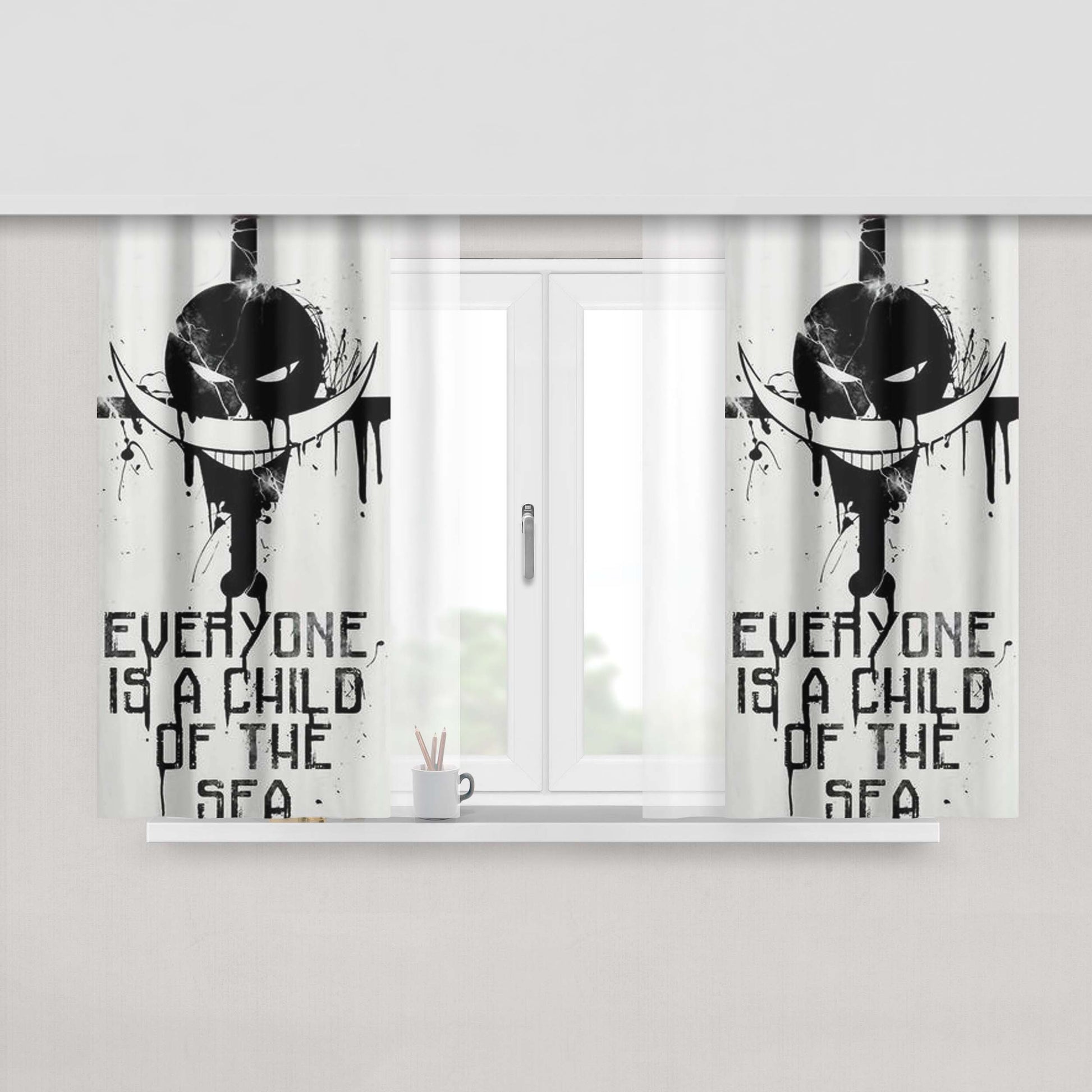 A Boy A Bear A Balloon Fabric Window Curtains