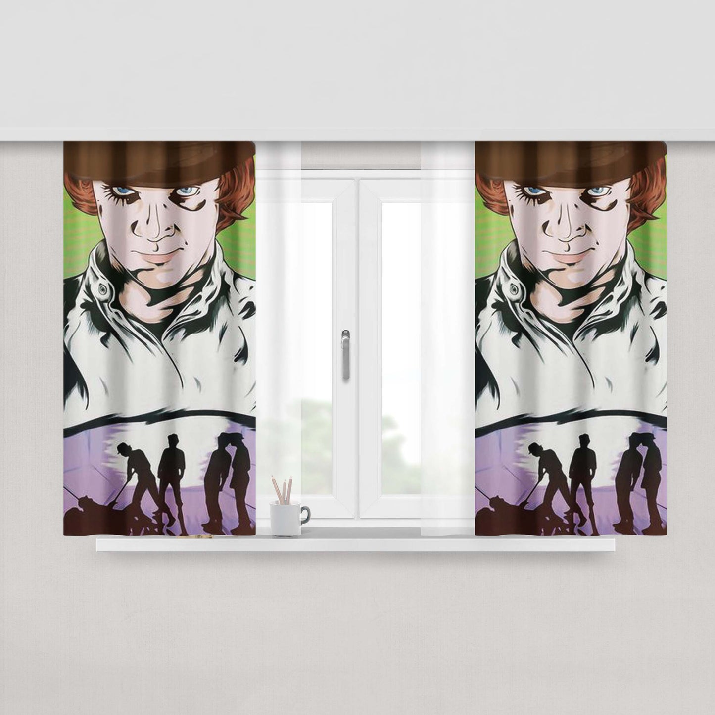 A Child Of The Sea Black Fabric Window Curtains