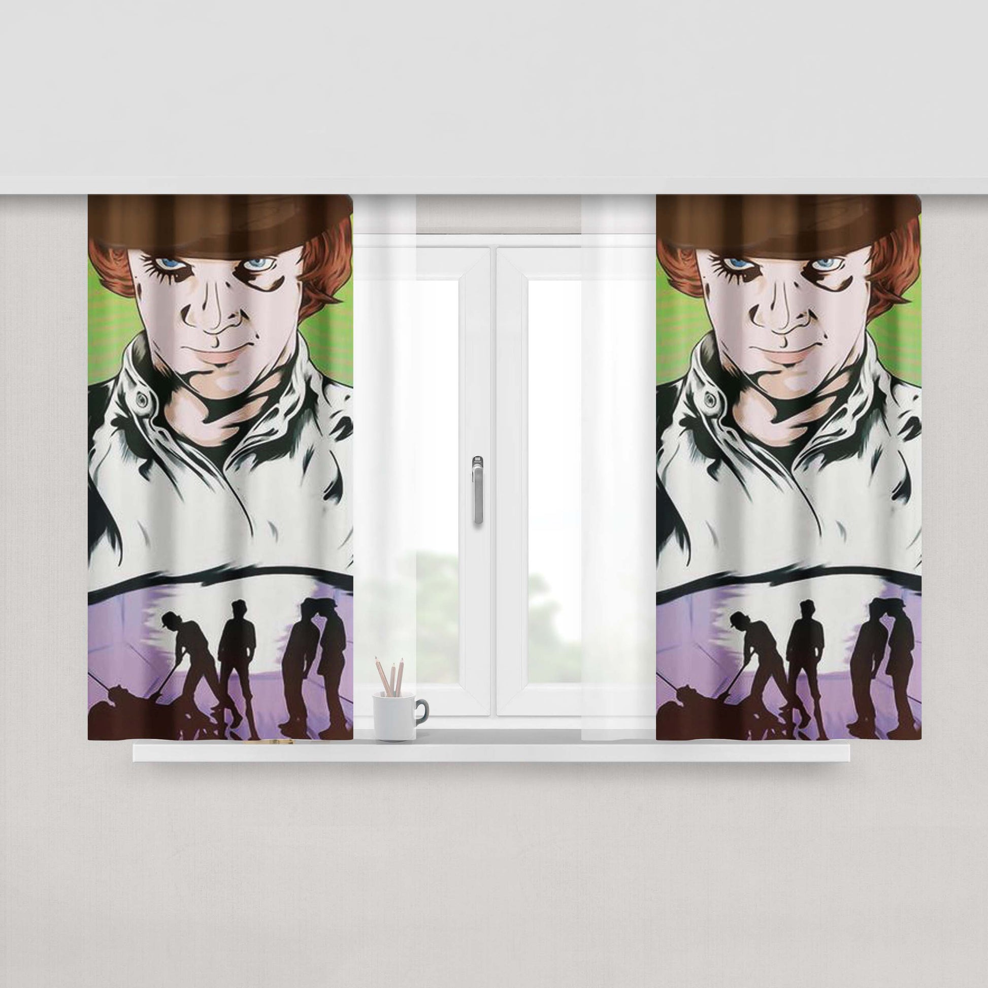 A Child Of The Sea Black Fabric Window Curtains