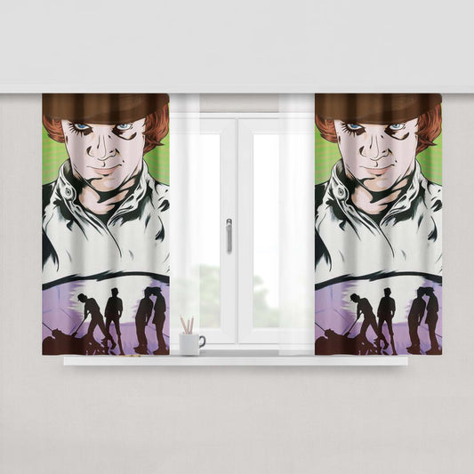 A Child Of The Sea Black Fabric Window Curtains