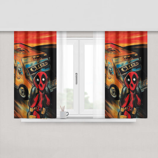 A Lonely Tree On A Long Road Fabric Window Curtains