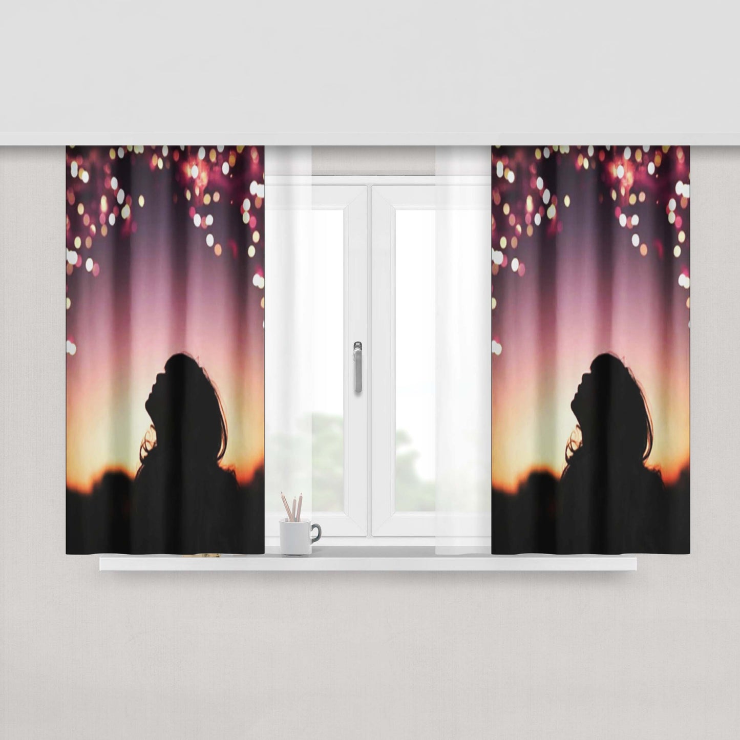 A Painting Phase Marble Moon Fabric Window Curtains