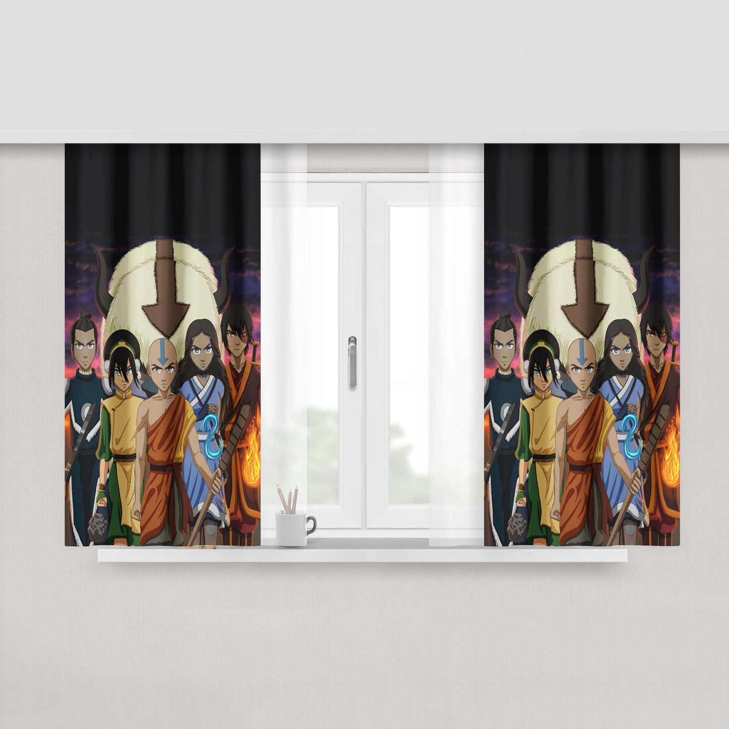 Aang Avatar Fabric Window Curtains