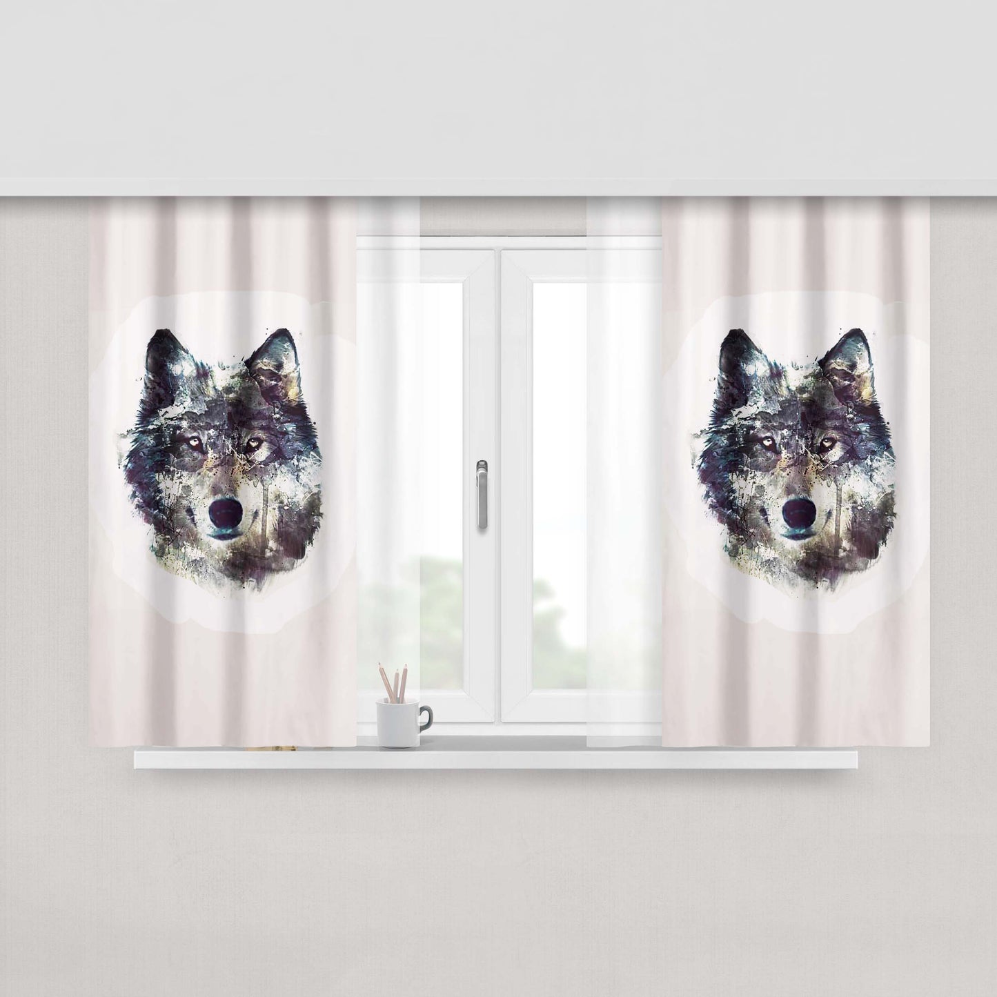 Abstrack Skull Fabric Window Curtains