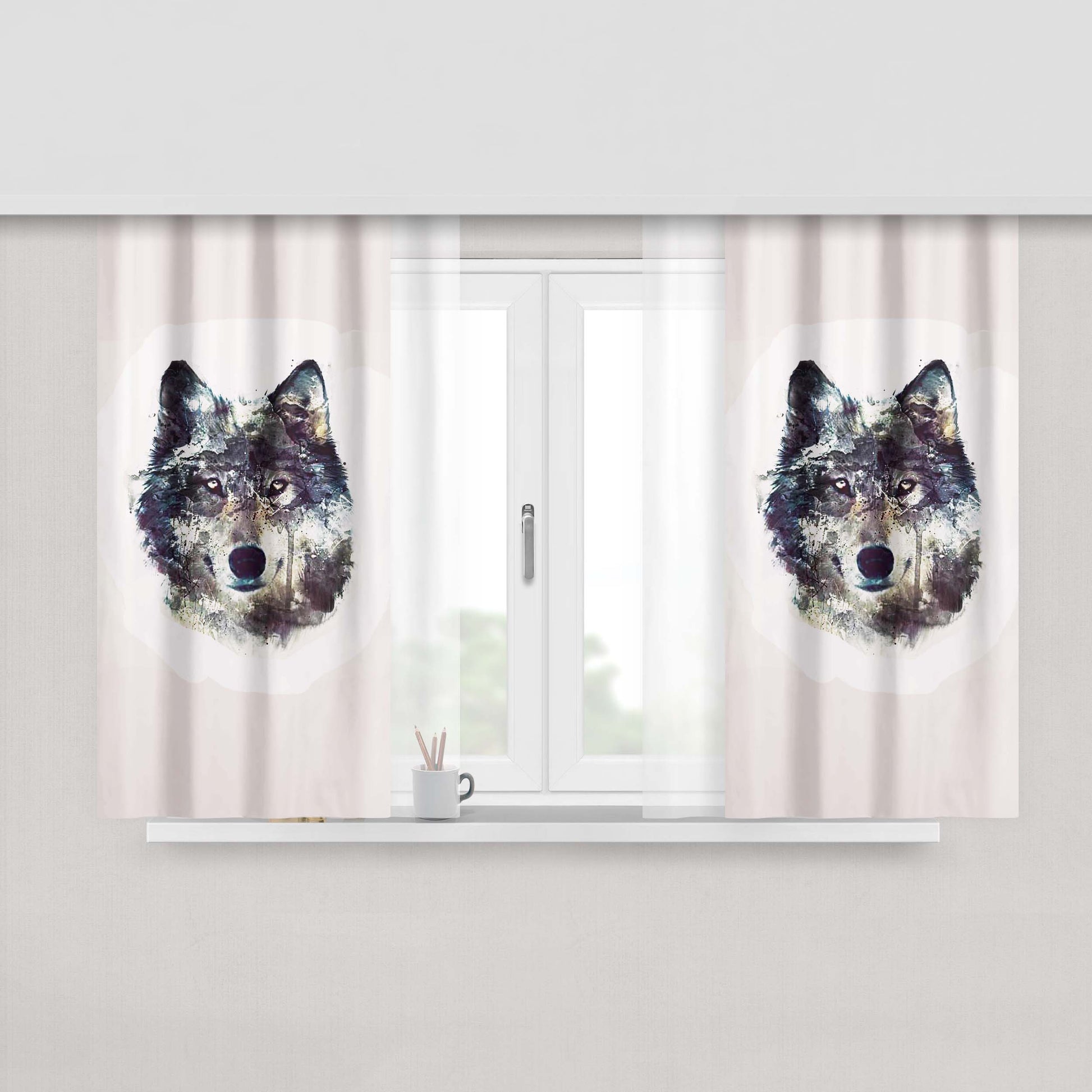 Abstrack Skull Fabric Window Curtains