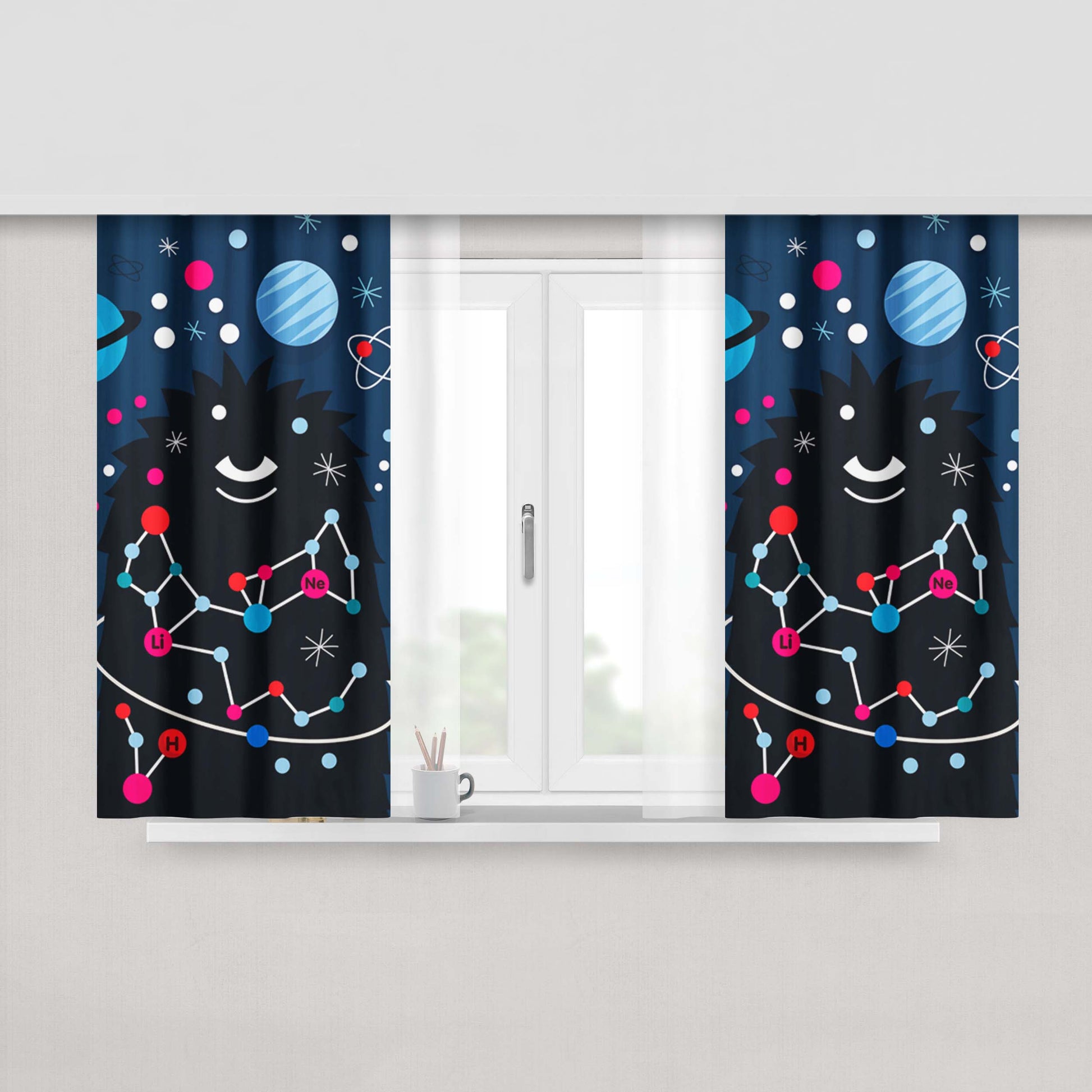 Abstrack Wolf Fabric Window Curtains