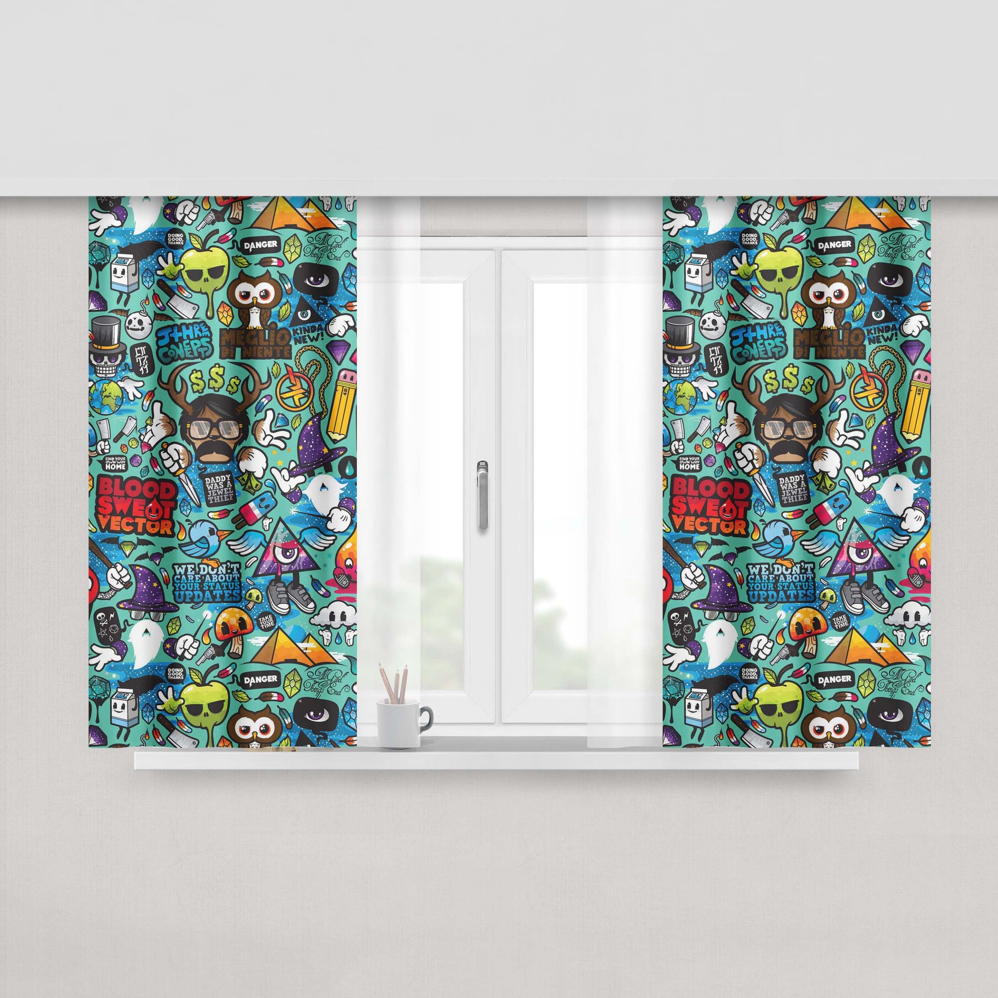Abstract Burn Liqiud Wallpapers Fabric Window Curtains