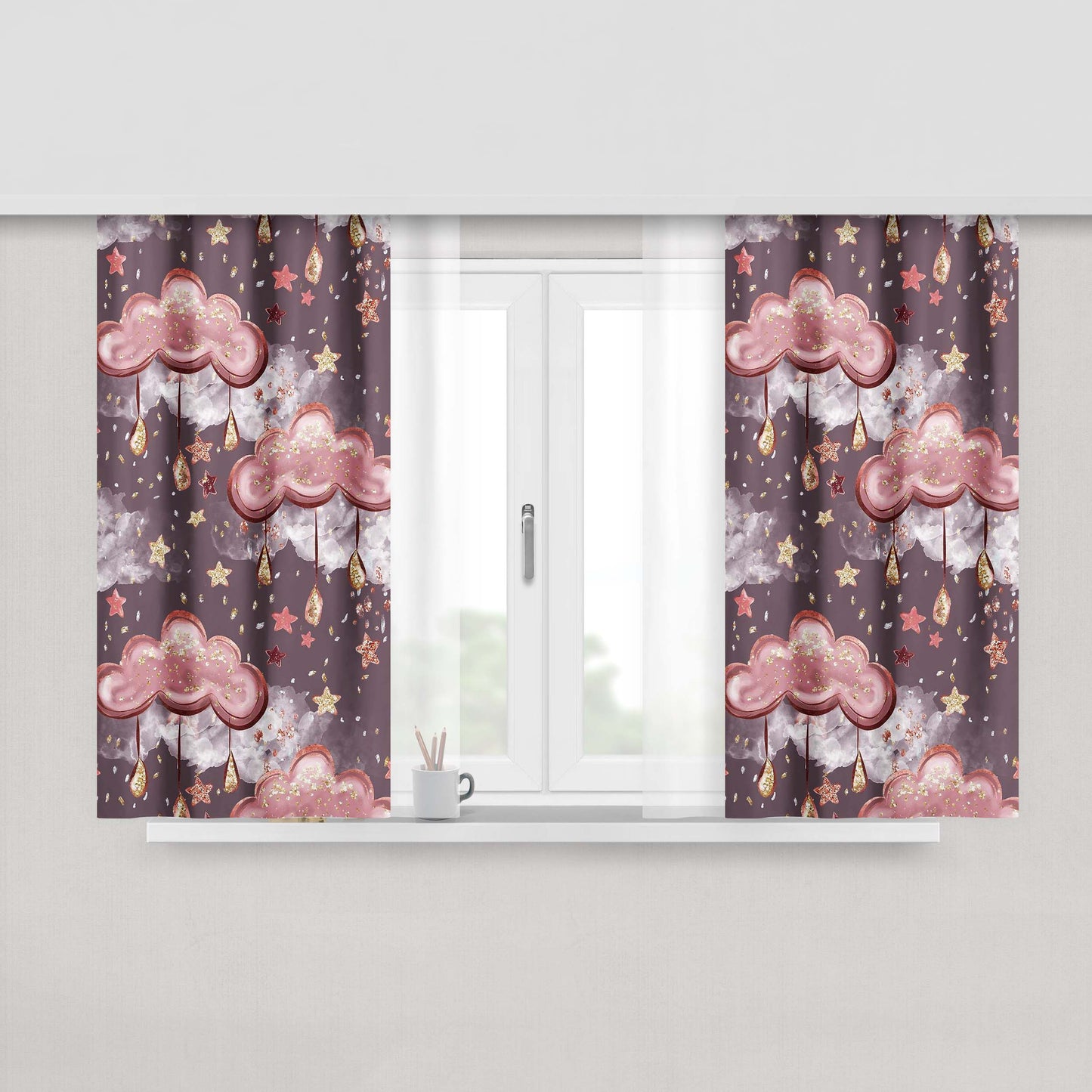 Abstract Cartoons Colorful Background Fabric Window Curtains