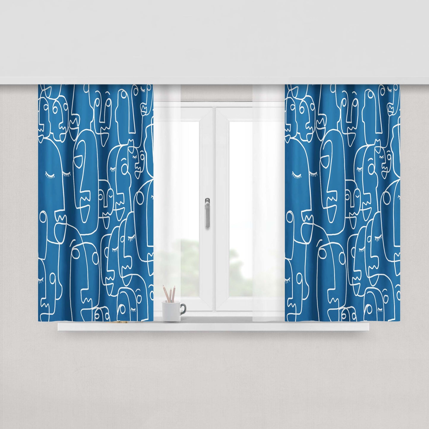 Abstract Elephant Glitch Triangle August Fabric Window Curtains