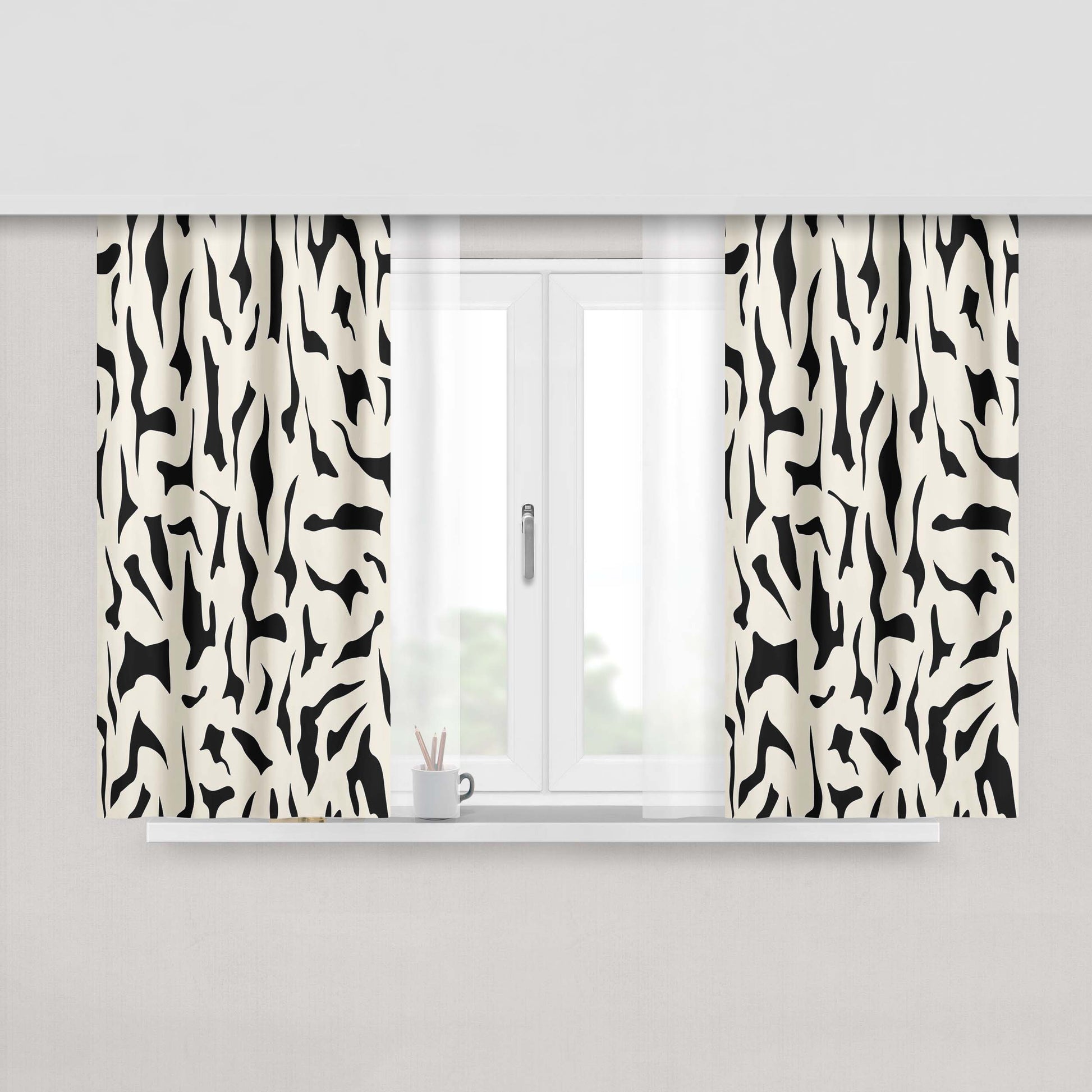 Abstract Natural Flower Fabric Window Curtains