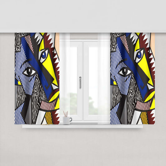 Abstract Paint August Fabric Window Curtains