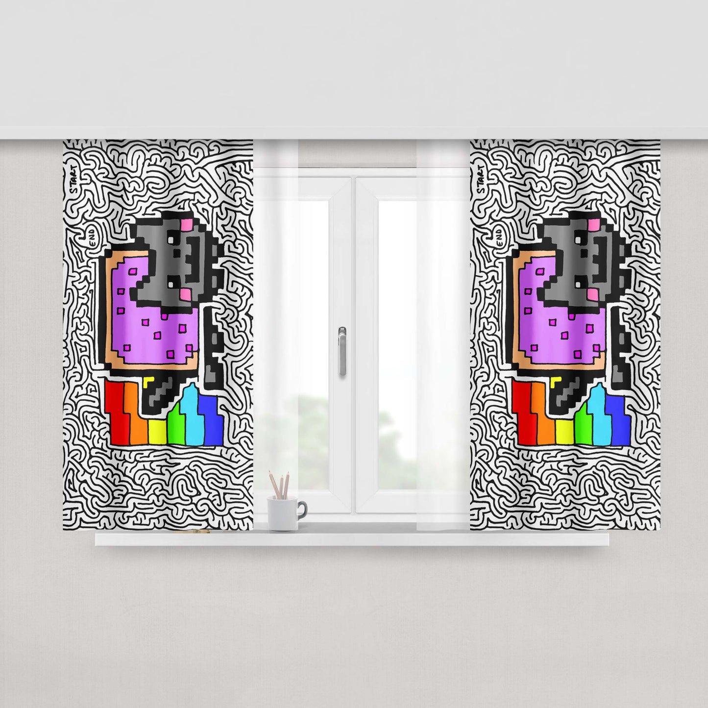 Abstract Plain Fabric Window Curtains