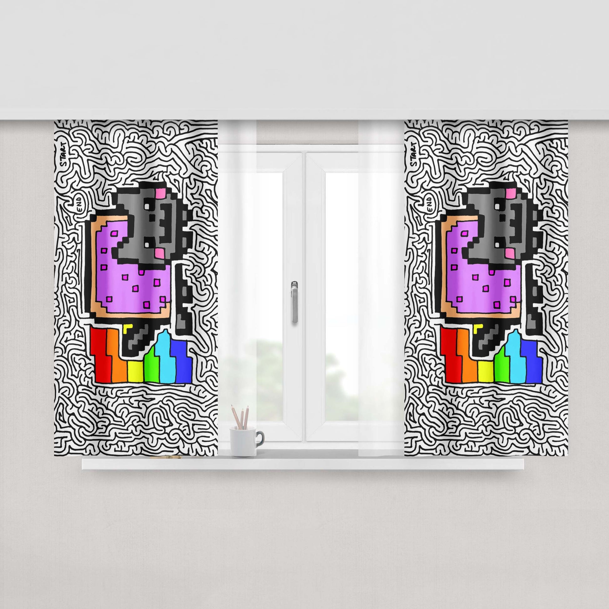 Abstract Plain Fabric Window Curtains