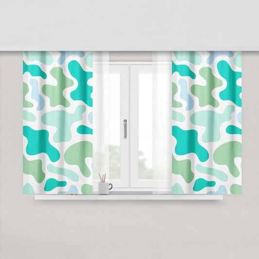 Abstract Rainbow Cute Cat Fabric Window Curtains