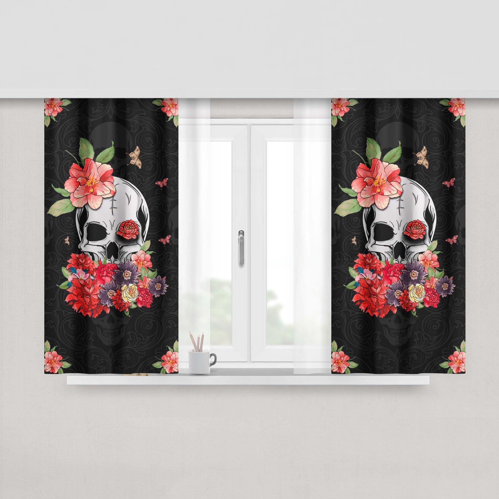 Abstract Shape Colorful Purple Fabric Window Curtains