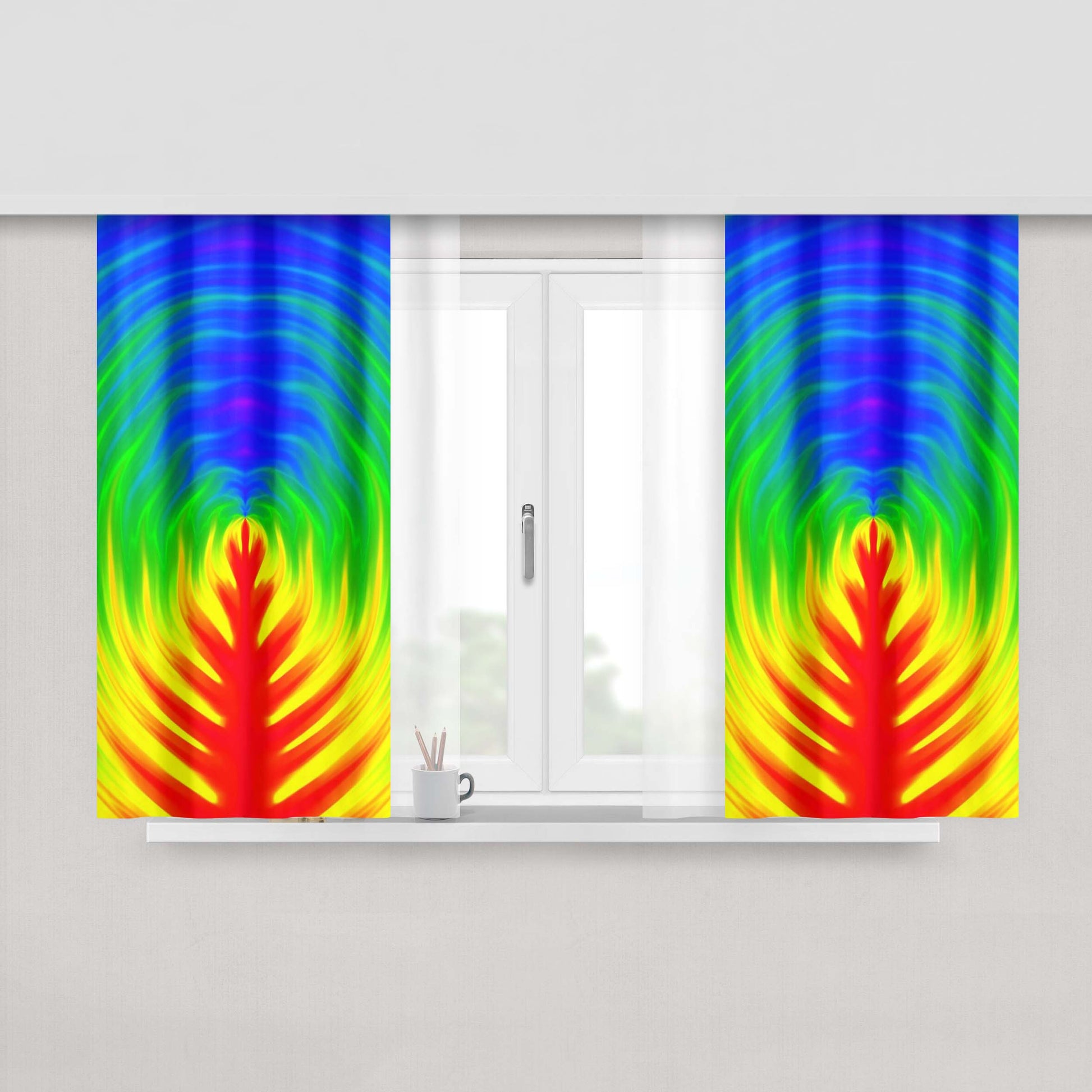 Abstract Stranger Things Fabric Window Curtains