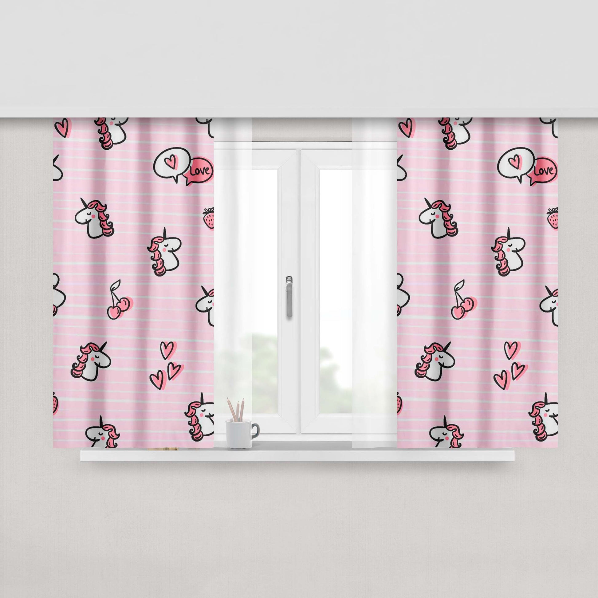 Abstract Trippy Rainbow Plant Fabric Window Curtains