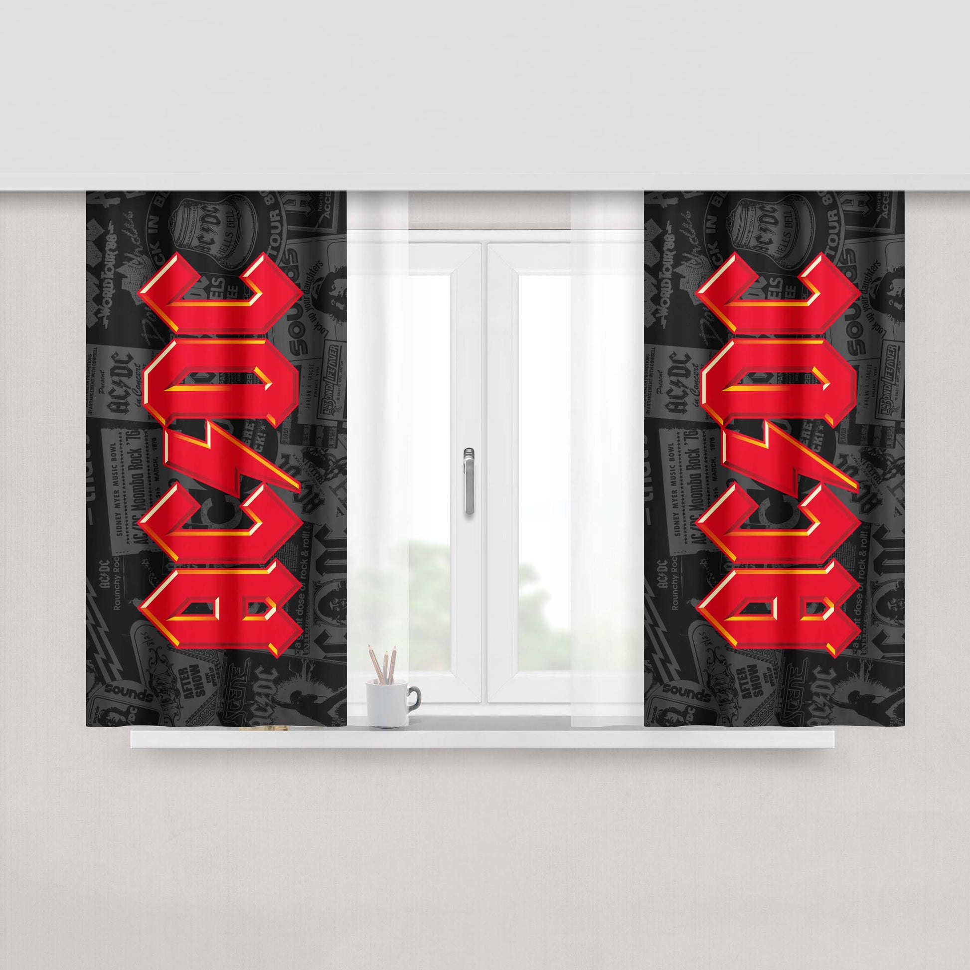 Ac Dc Black Ice Fabric Window Curtains