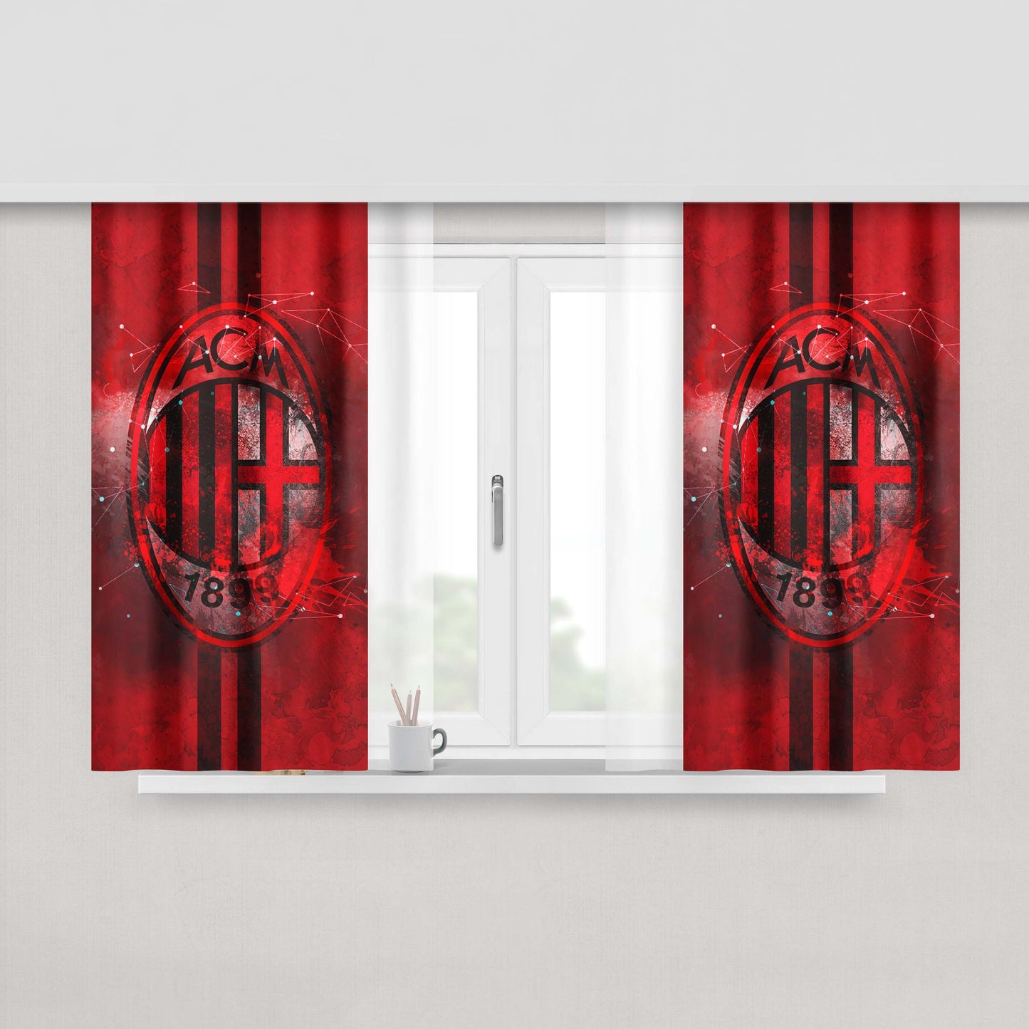 Ac Milan Football Fabric Window Curtains