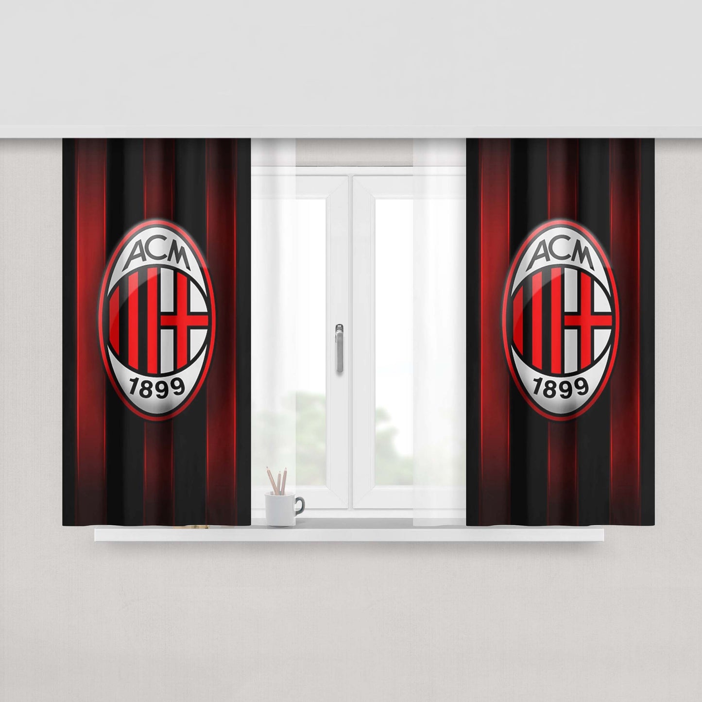 Ac Milan Hd Logo Fabric Window Curtains