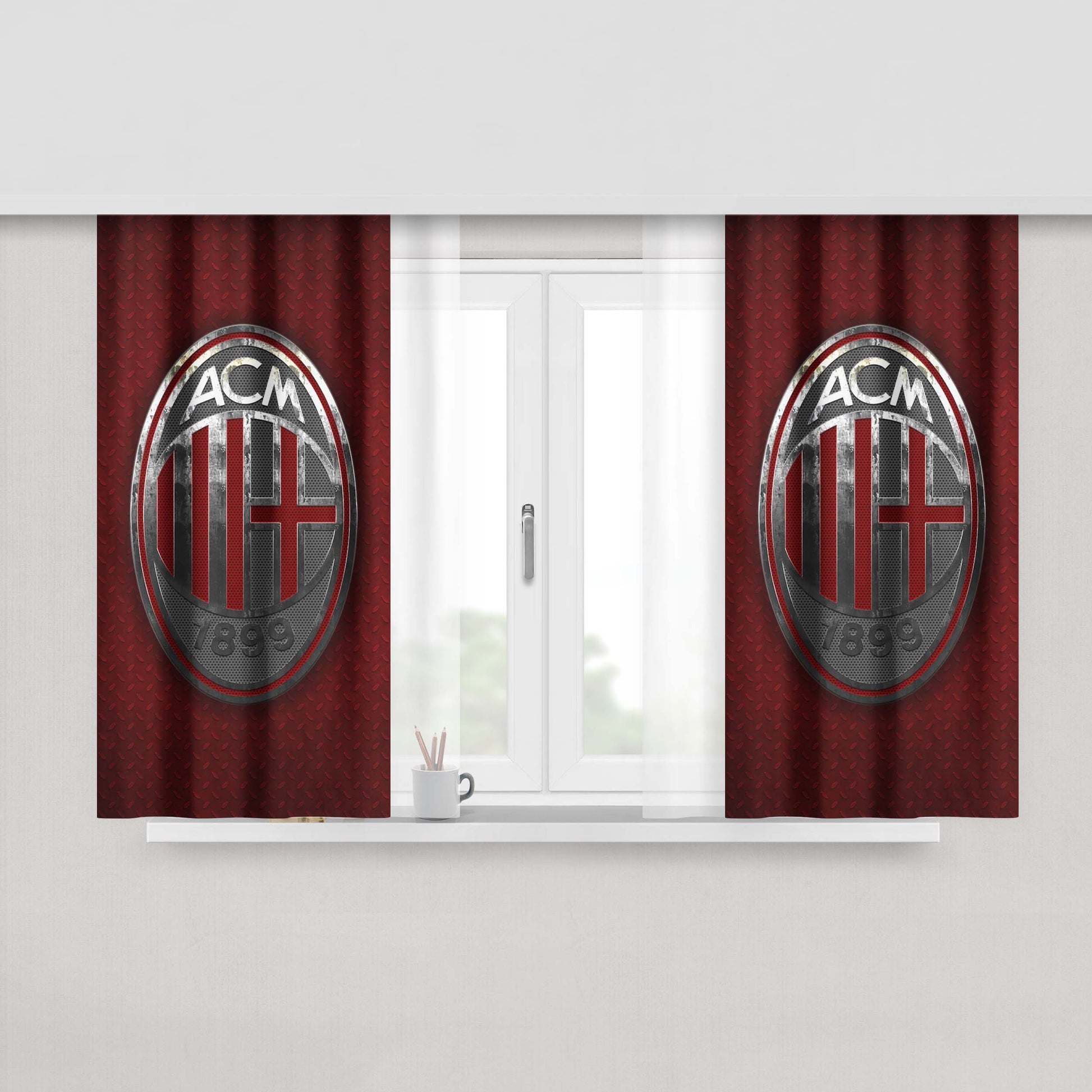 Ac Milan Iphone Wallpaper Fabric Window Curtains