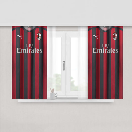 Ac Milan Metal Logo Fabric Window Curtains