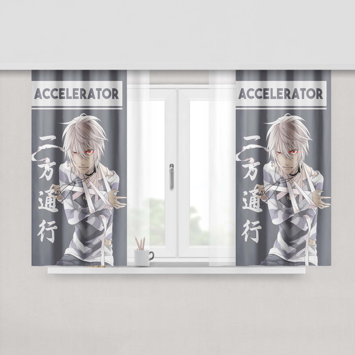 Accelerator Power Anime Fanart Fabric Window Curtains