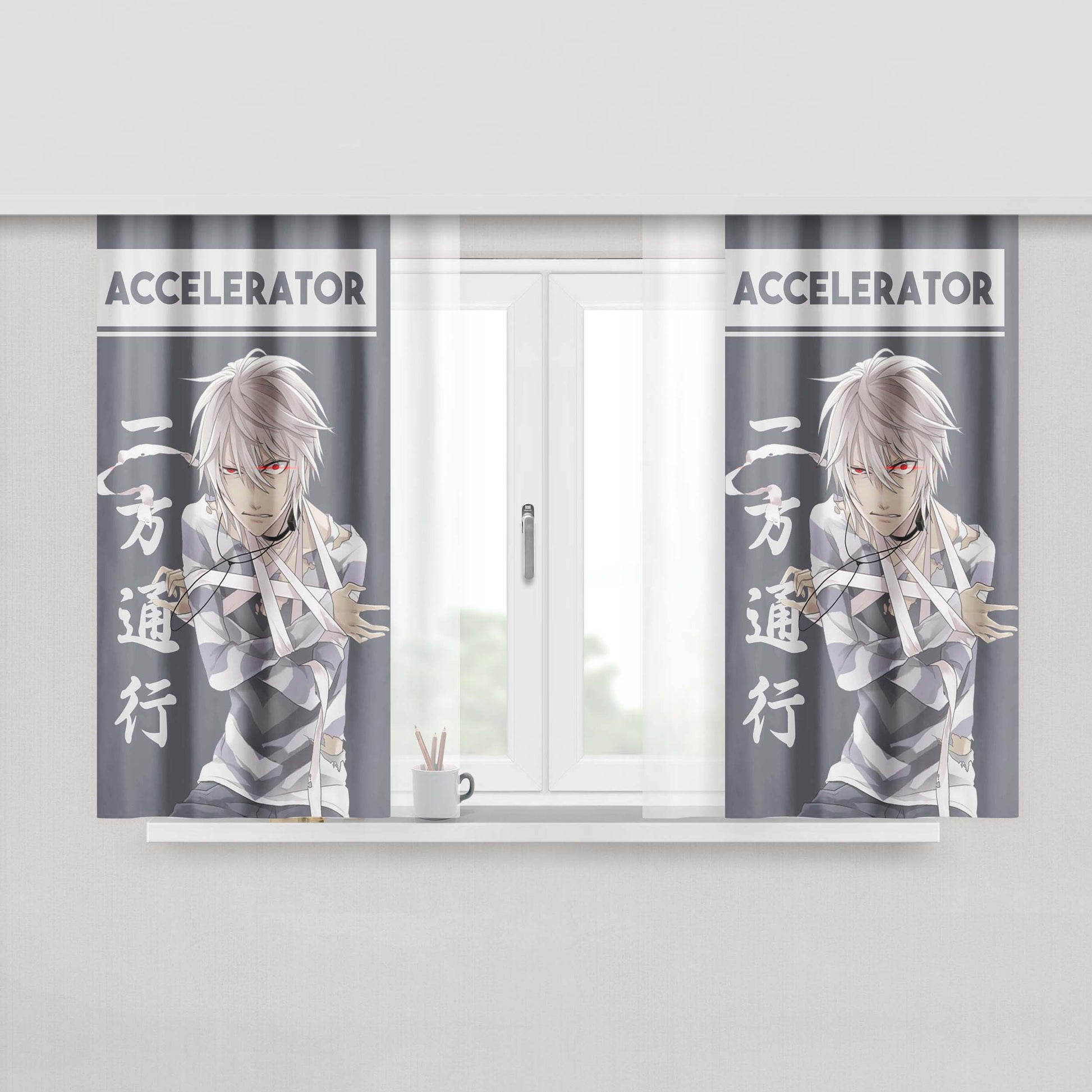 Accelerator Power Anime Fanart Fabric Window Curtains