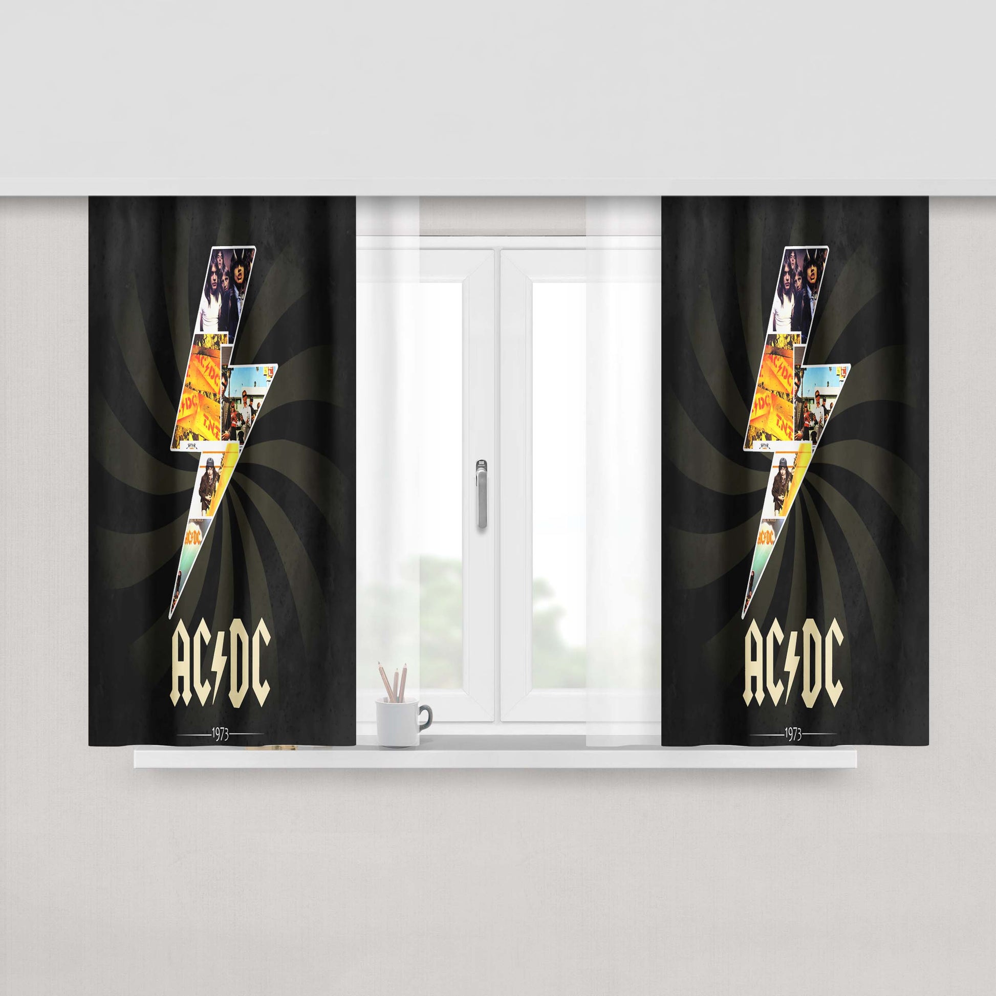 Acdc Black Ice Fabric Window Curtains