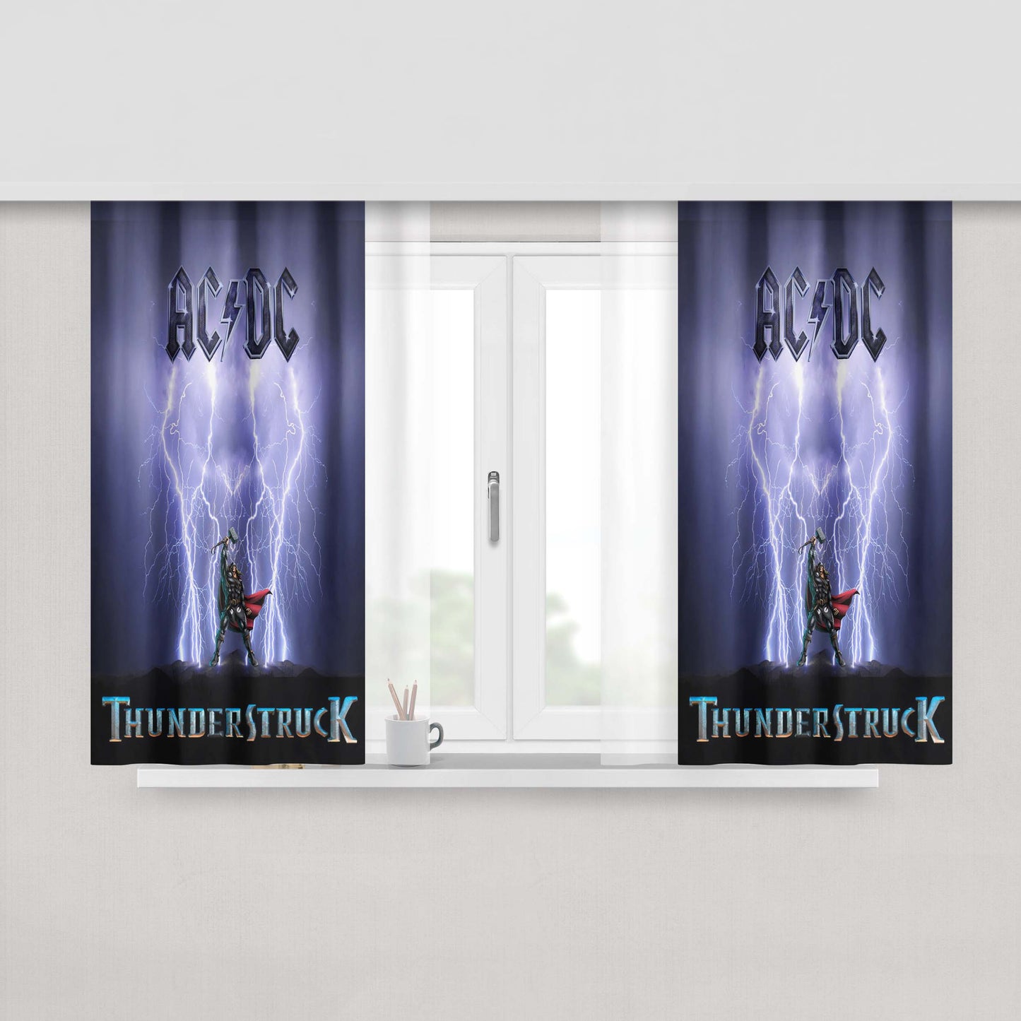 Acdc Gold Fabric Window Curtains