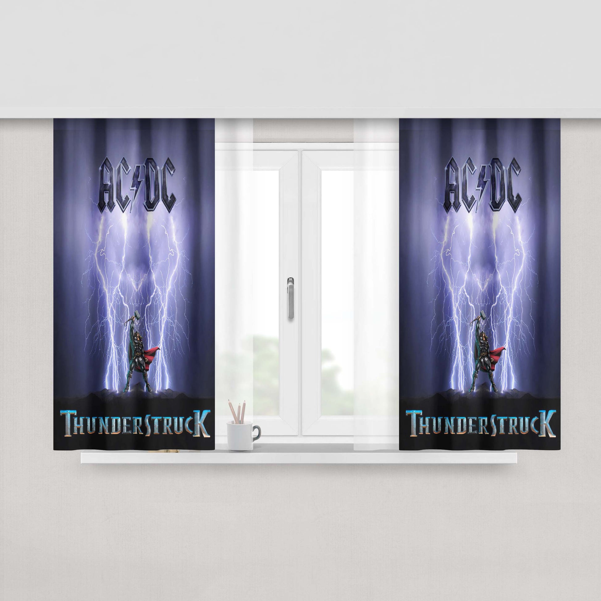 Acdc Gold Fabric Window Curtains